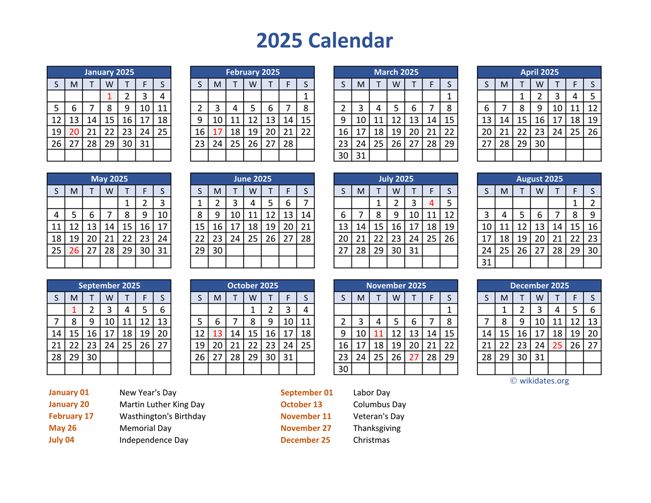 Pdf Calendar 2025 With Federal Holidays | Wikidates regarding Free Printable Calendar 2025 Wiki