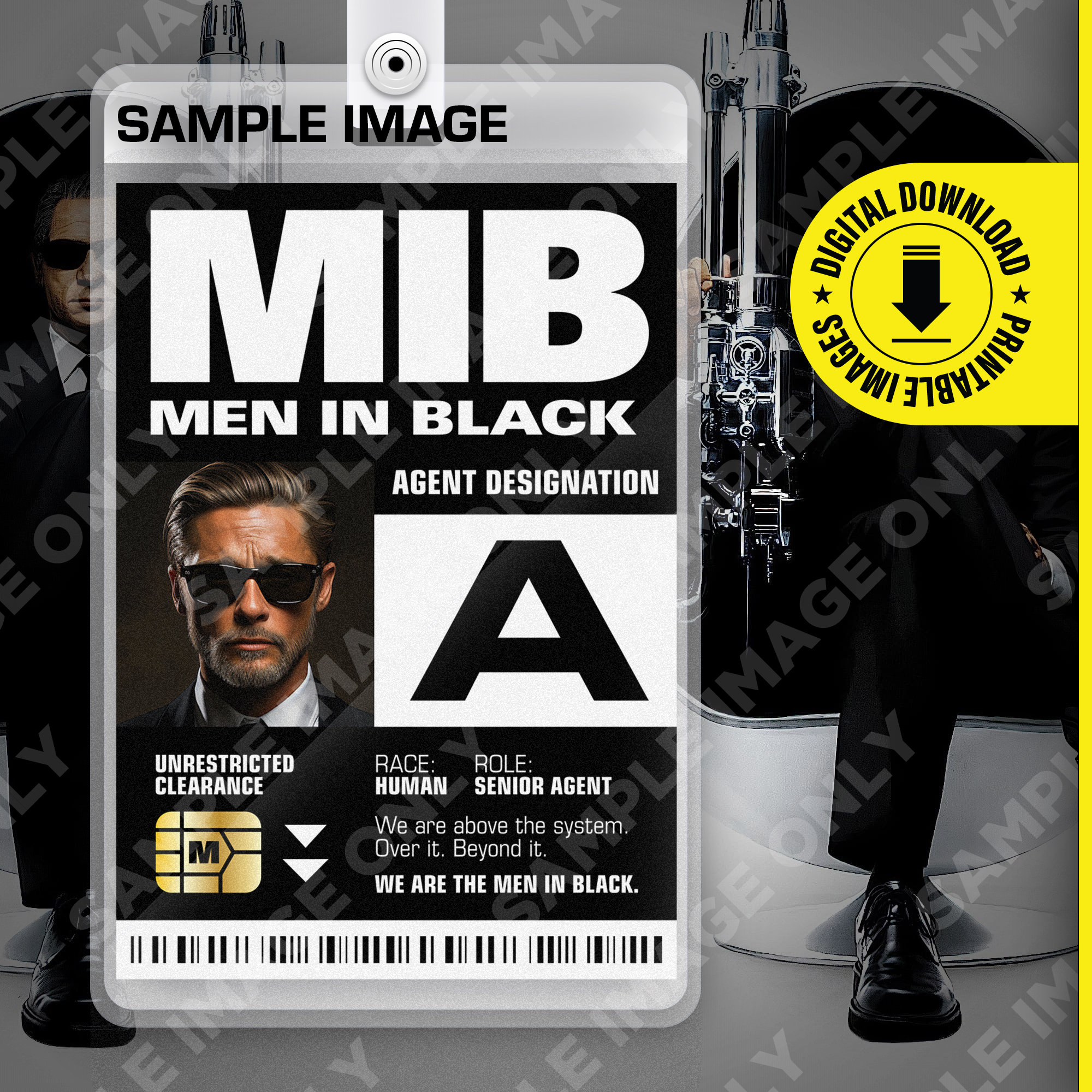 Pdf Download - Mib Spezialagent Men In Black Id Abzeichen Karte inside Identity Card Free Printable Mib Badge Template