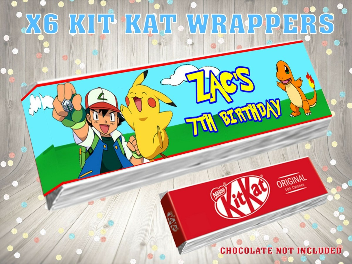 Personalised Pokemon Kit Kat Label / Wrapper Ideal Party Bag intended for Pokemon Kitkat Wrappers Free Printable