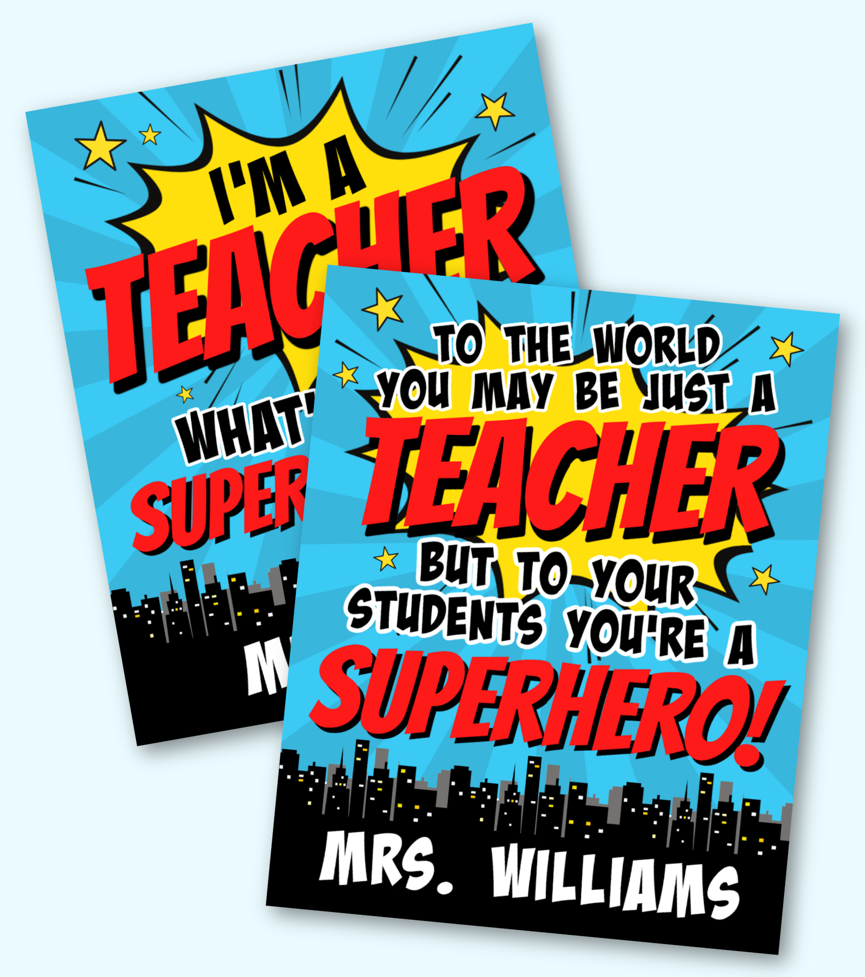 Personalized Superhero Teacher Printables - Kara Creates with Superhero Teacher Appreciation Free Printables
