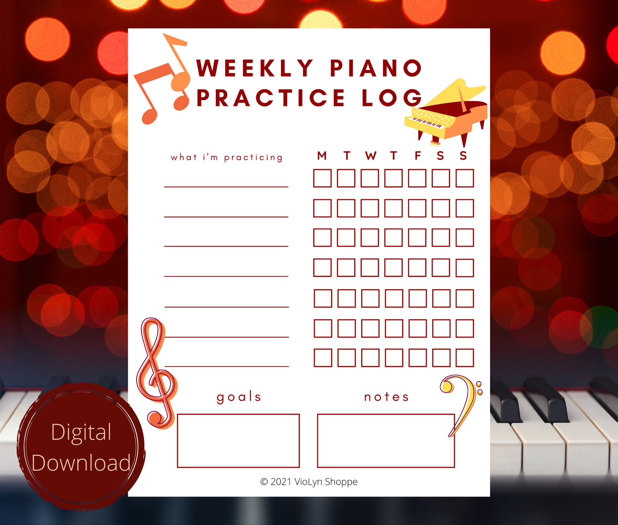 Piano Weekly Practice Chart | Printable Practice Charts For Music regarding Free Printable Music Practice Charts