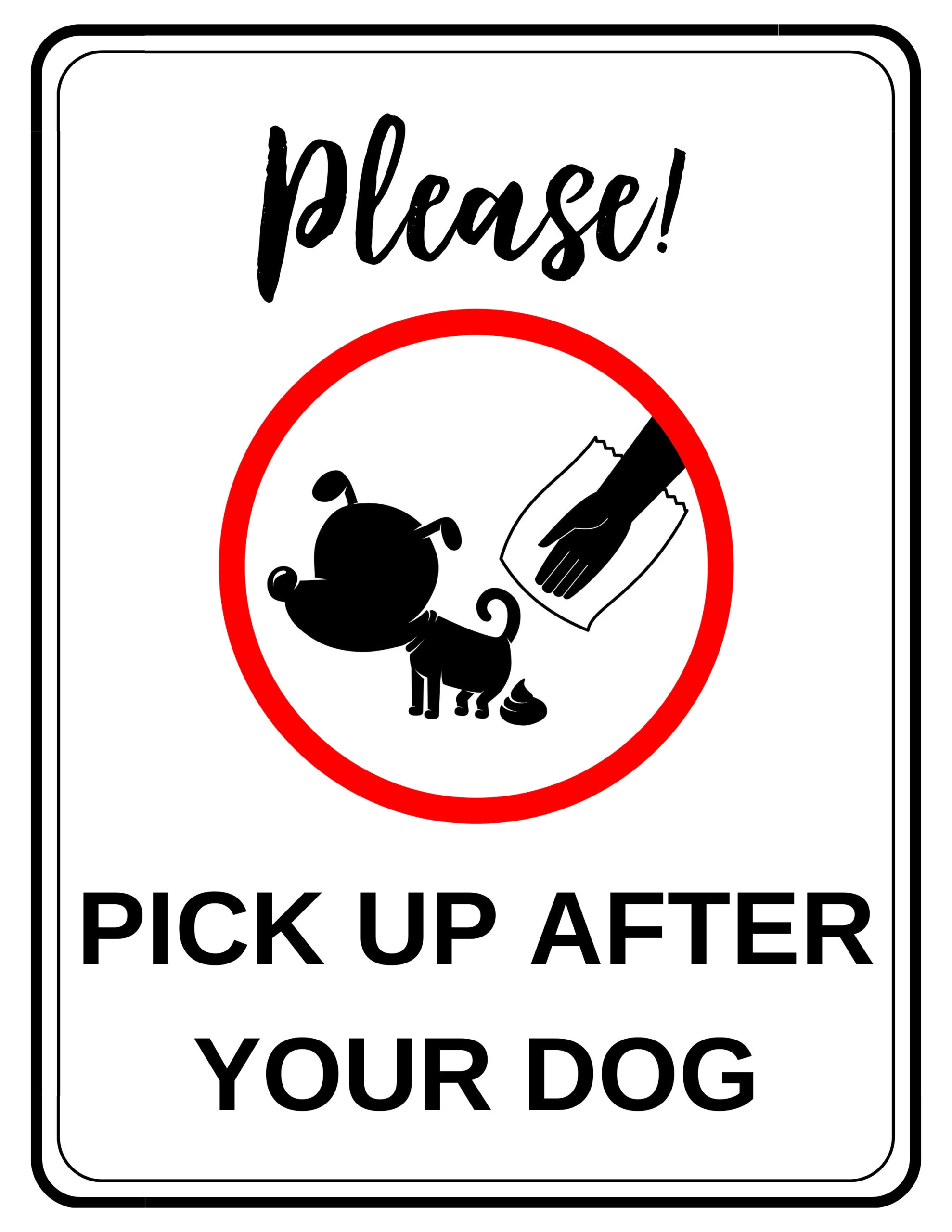 Pick Up After Your Dog Sign X 2 Printable Yard Sign Pick Up After for Free Printable Dog Poop Signs Uk