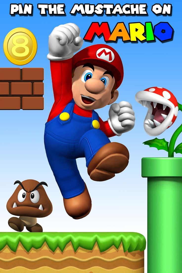 Pin The Mustache On Mario Poster with regard to Pin The Mustache On Mario Free Printable