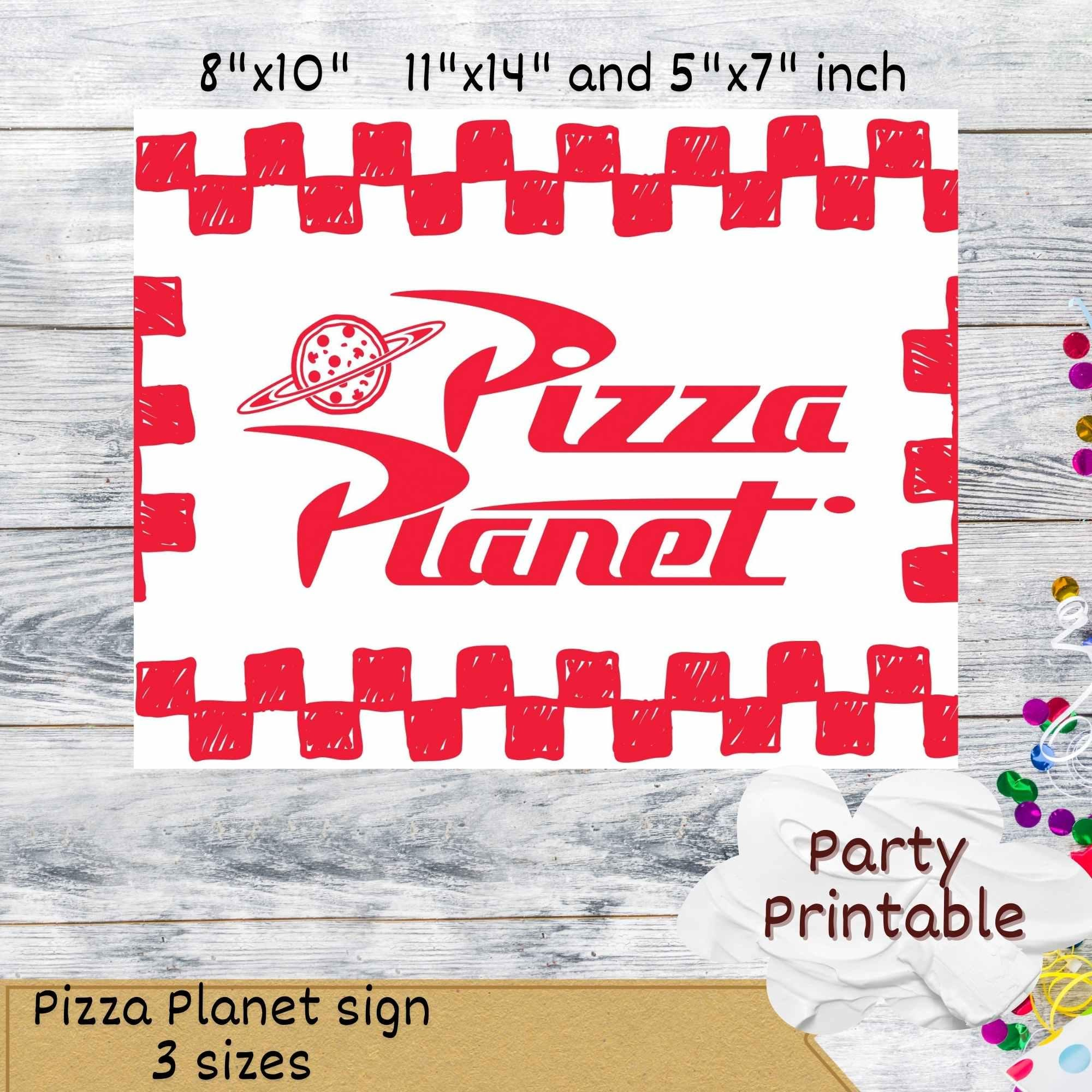 Pizza Planet Sign For Birthday Party Digital Download Kit - Three with regard to Pizza Planet Sign Printable