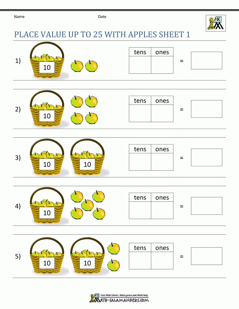 Place Value Worksheets For Kindergarten within Printable Kindergarten Place Value Worksheets