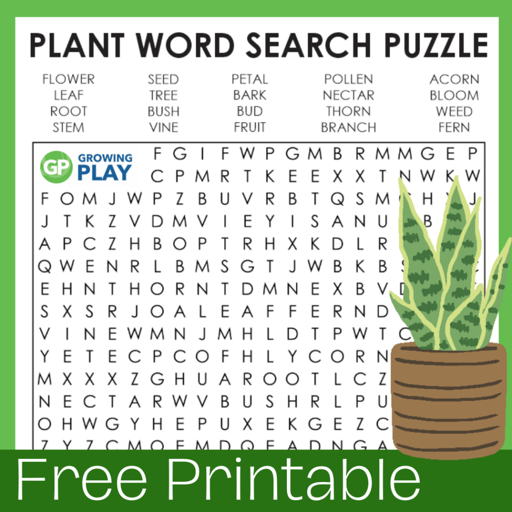 Plant Word Search Puzzle - Growing Play for Plant Word Search Printable