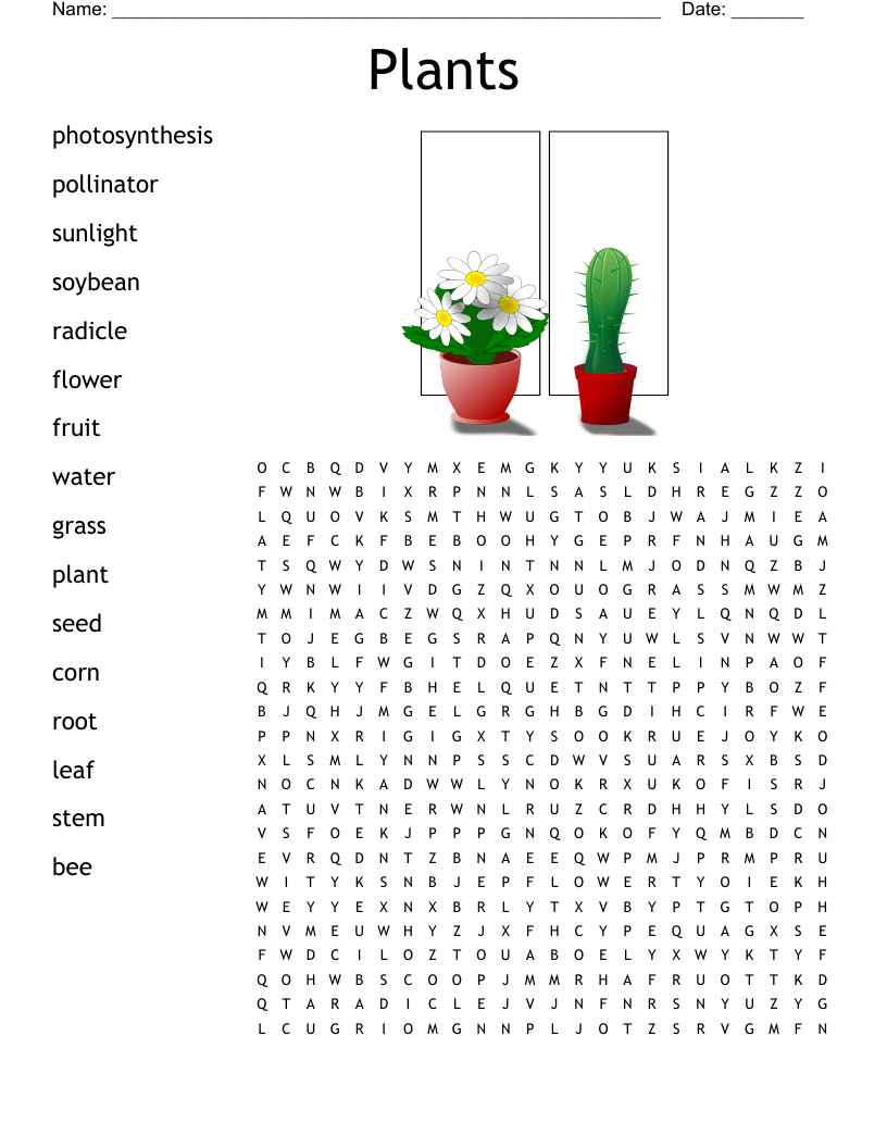 Plants Word Search - Wordmint inside Plant Word Search Printable