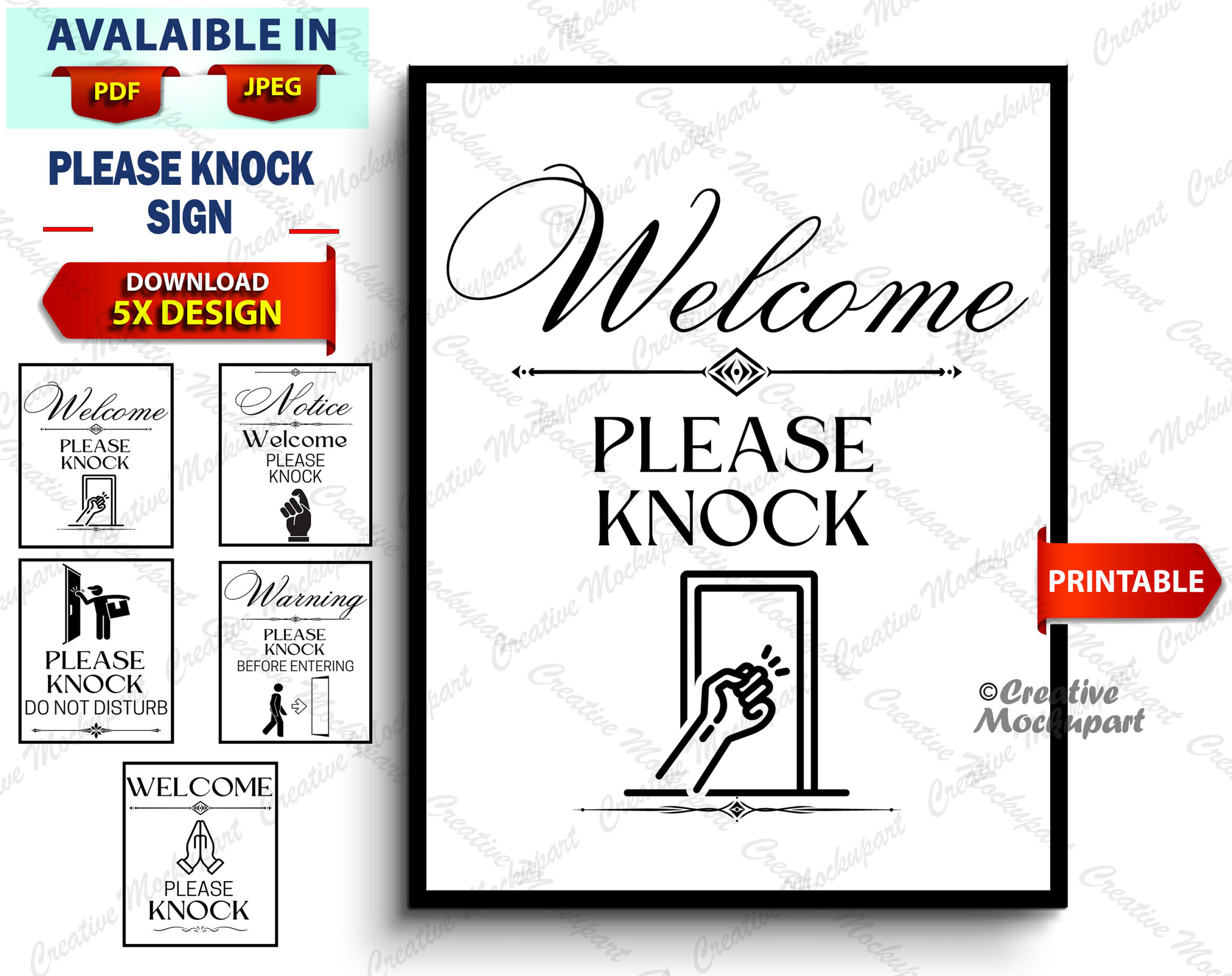 Please Knock Before Entering Sign Printable Pack, Welcome Please throughout Free Printable Please Knock Before Entering Printable Sign