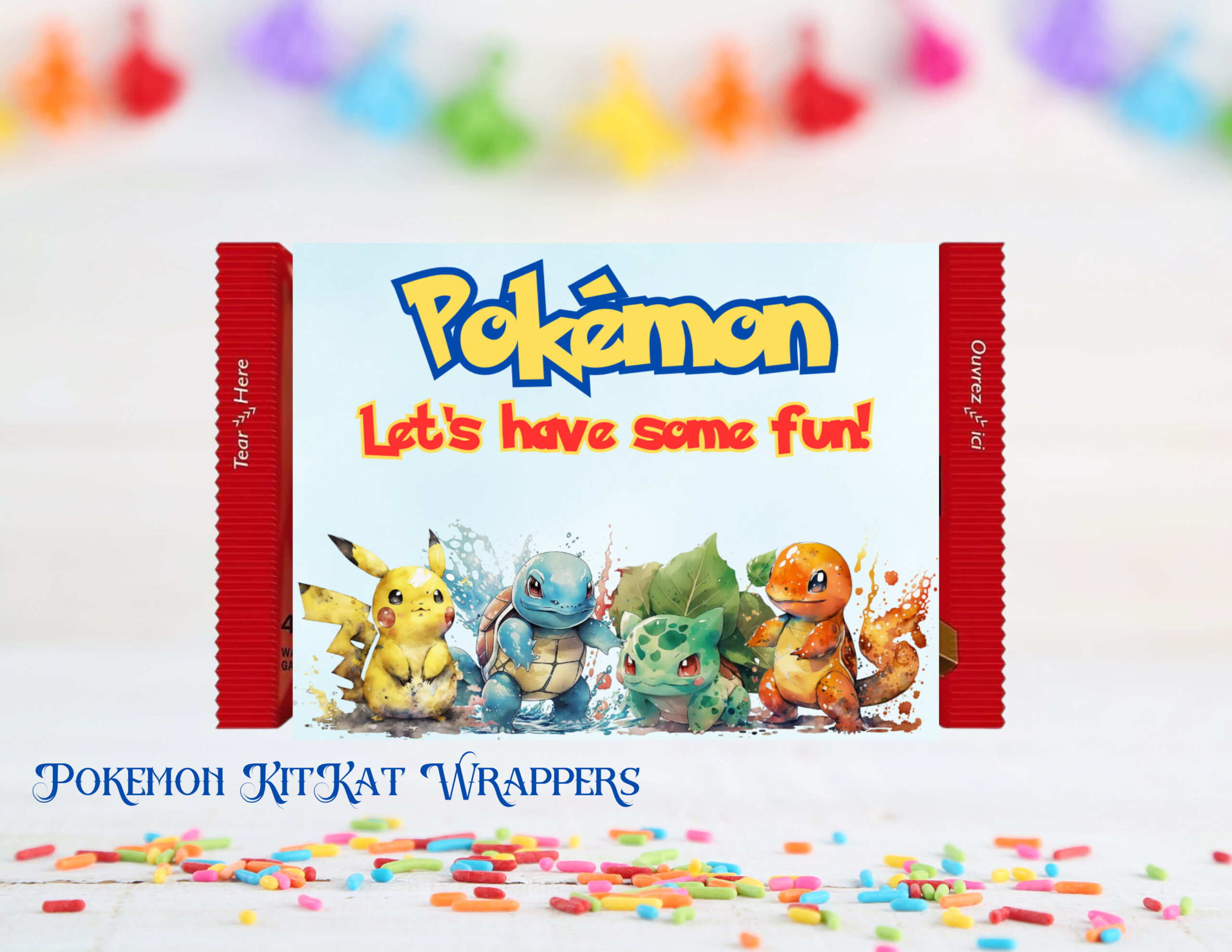 Pokemon Kitkat Printable Wrappers- Pokémon Printable Chocolate Bar Wrapper- Kit Kat Pokemon Design, Printable Wrapper, Kitkat Labels pertaining to Pokemon Kitkat Wrappers Free Printable