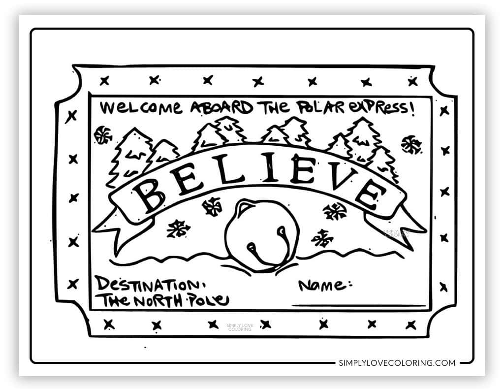 Polar Express Coloring Pages (Free Pdf Printables) - Simply Love for Polar Express Ticket Printable Black And White