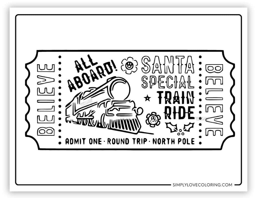 Polar Express Coloring Pages (Free Pdf Printables) - Simply Love regarding Polar Express Ticket Printable Black And White