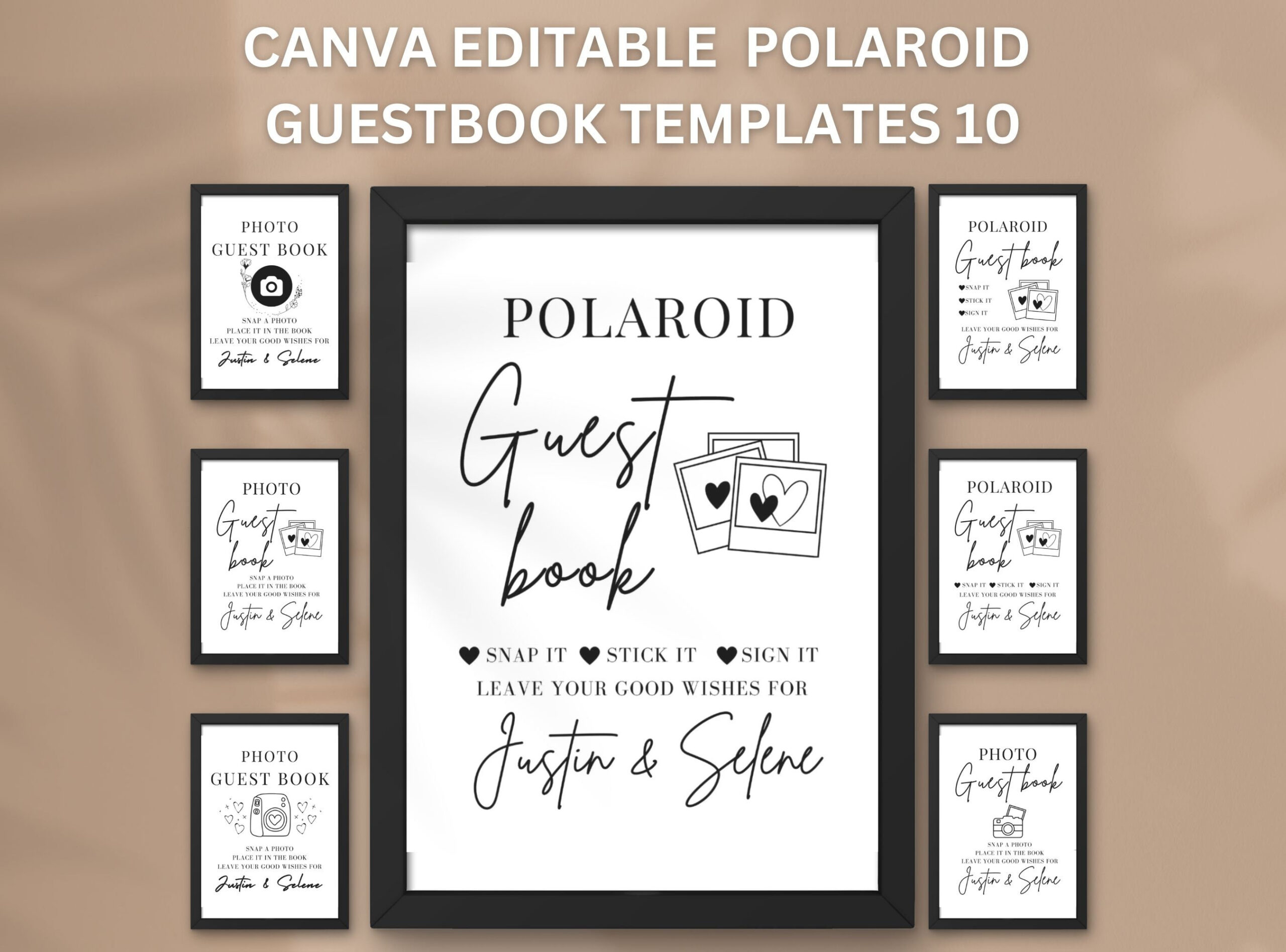 Polaroid Guest Book Sign Photo Guestbook Sign Printable Canva for Polaroid Guest Book Sign Printable Free