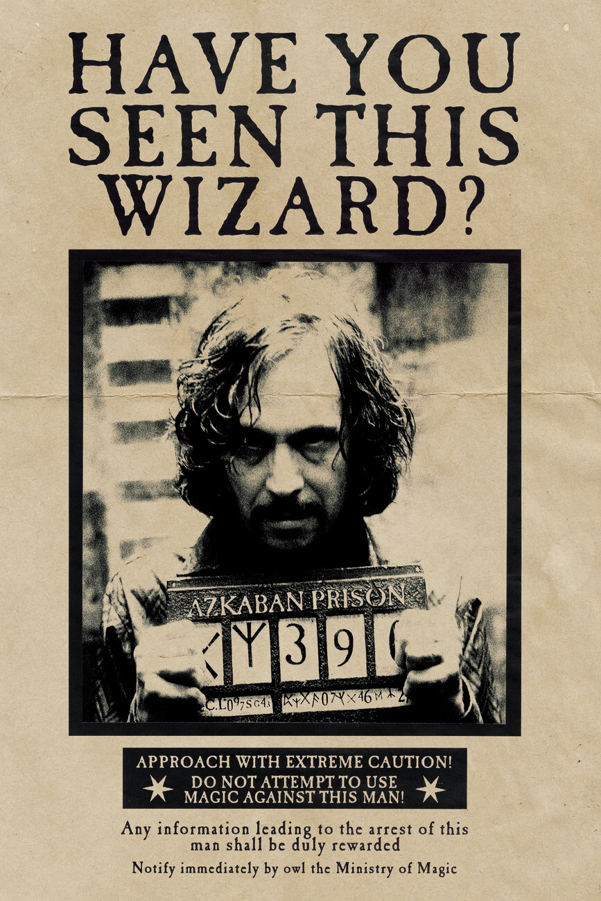 Poster, Bilde Harry Potter - Wanted Sirius Black | Merchandise pertaining to Harry Potter Wanted Posters Printable