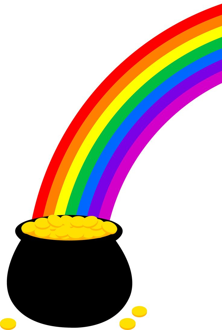 Pot Of Gold With Rainbow - Free Clip Art regarding Printable Rainbow Pot of Gold