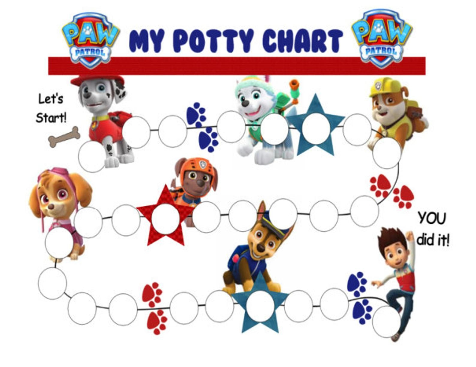 Pottetrening throughout Free Printable Paw Patrol Potty Chart Printable