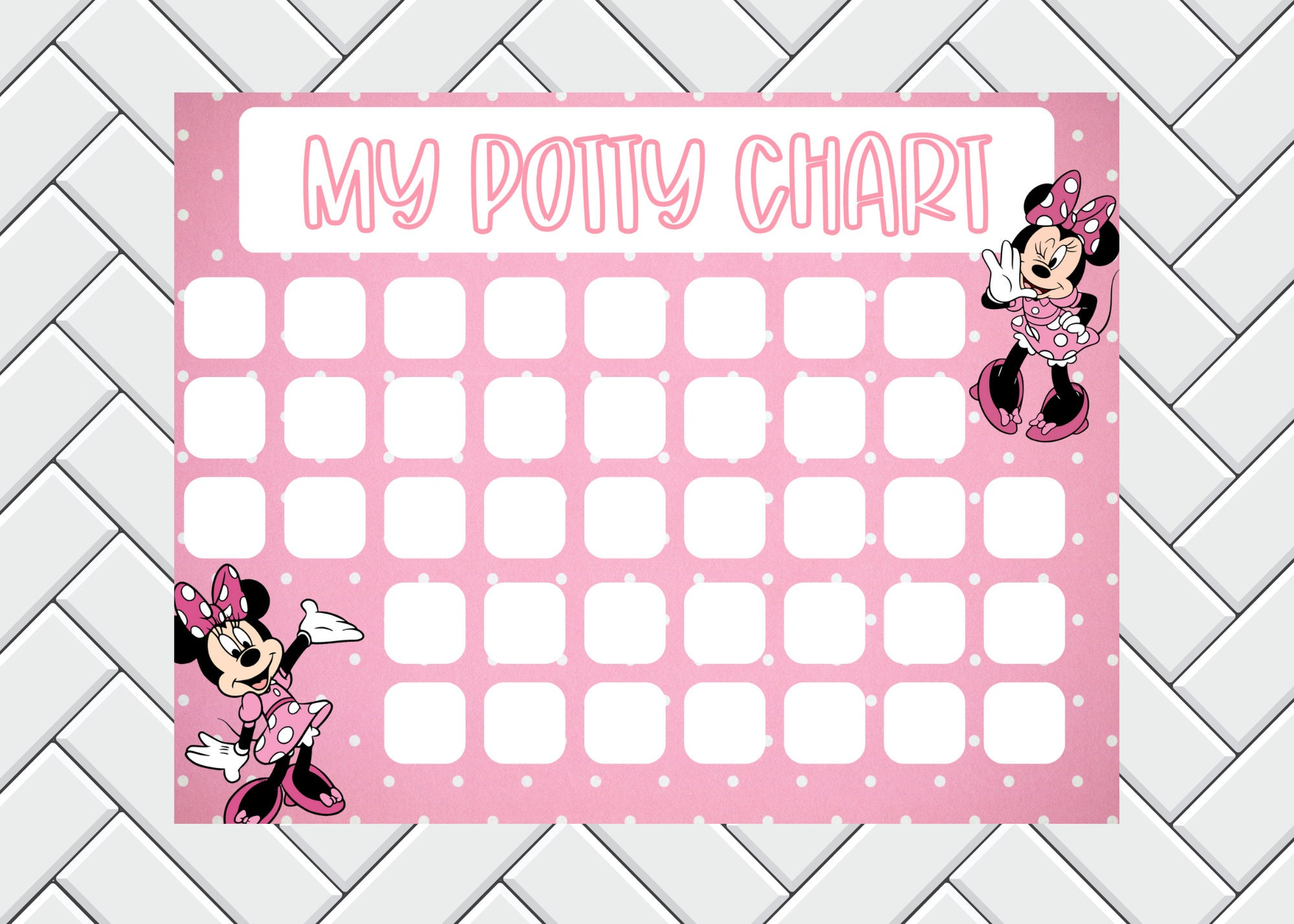 Potty Training Chart - Sticker Chart - Kids Reward Chart - Minnie with regard to Minnie Mouse Potty Chart Printable Free