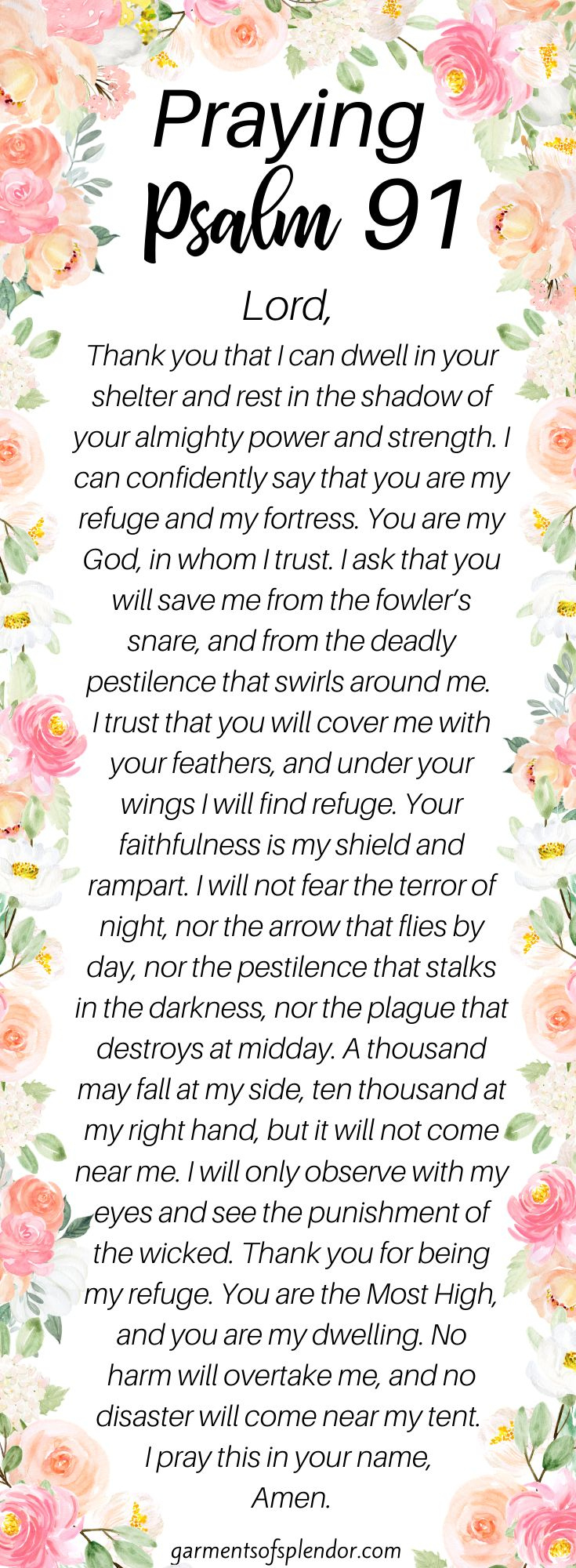 Praying Psalm 91 intended for Printable Free Printable Psalm 91 Prayer