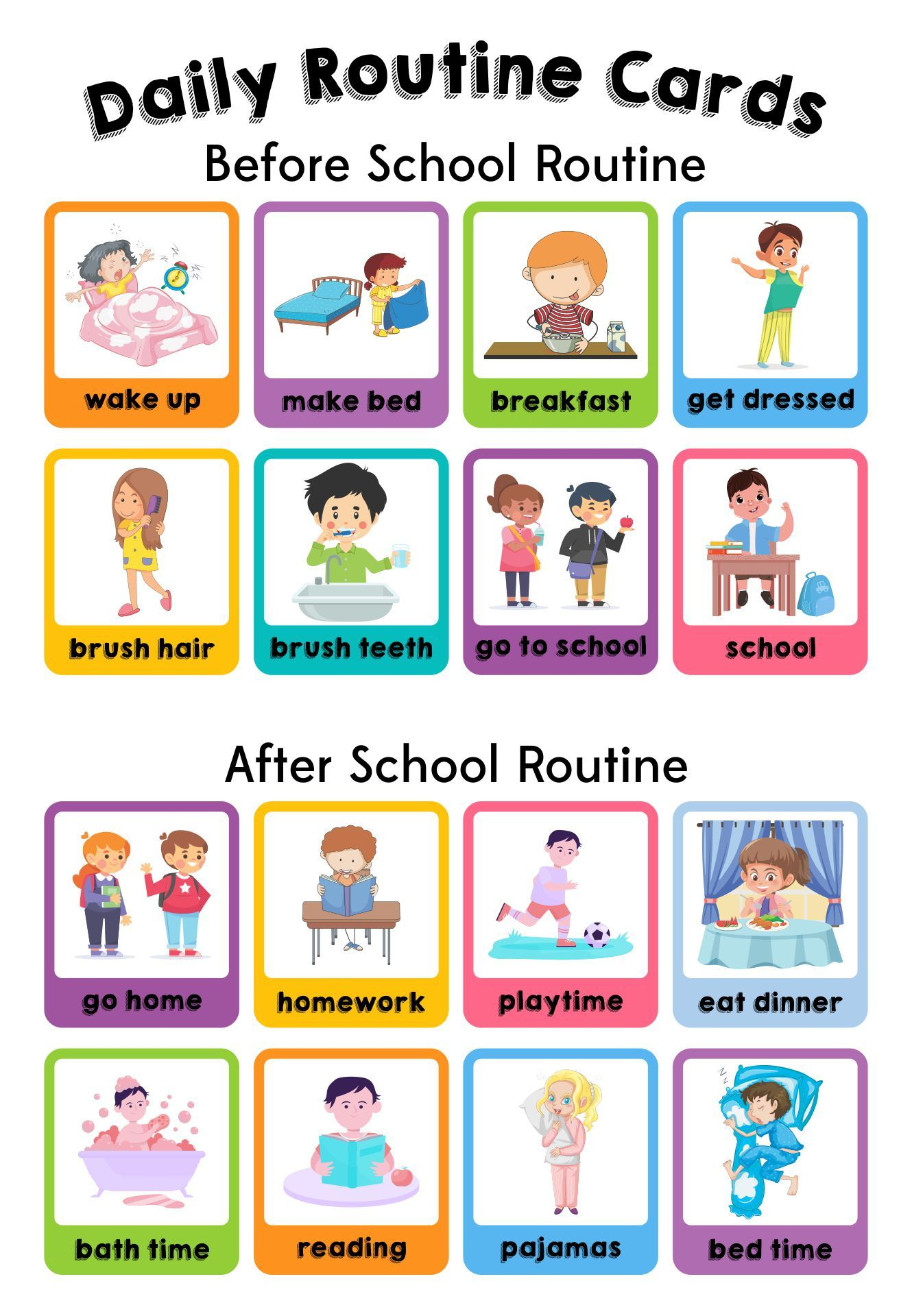 Preschool Visual Daily Schedule - 10 Free Pdf Printables | Printablee throughout Printable Routine Cards Free