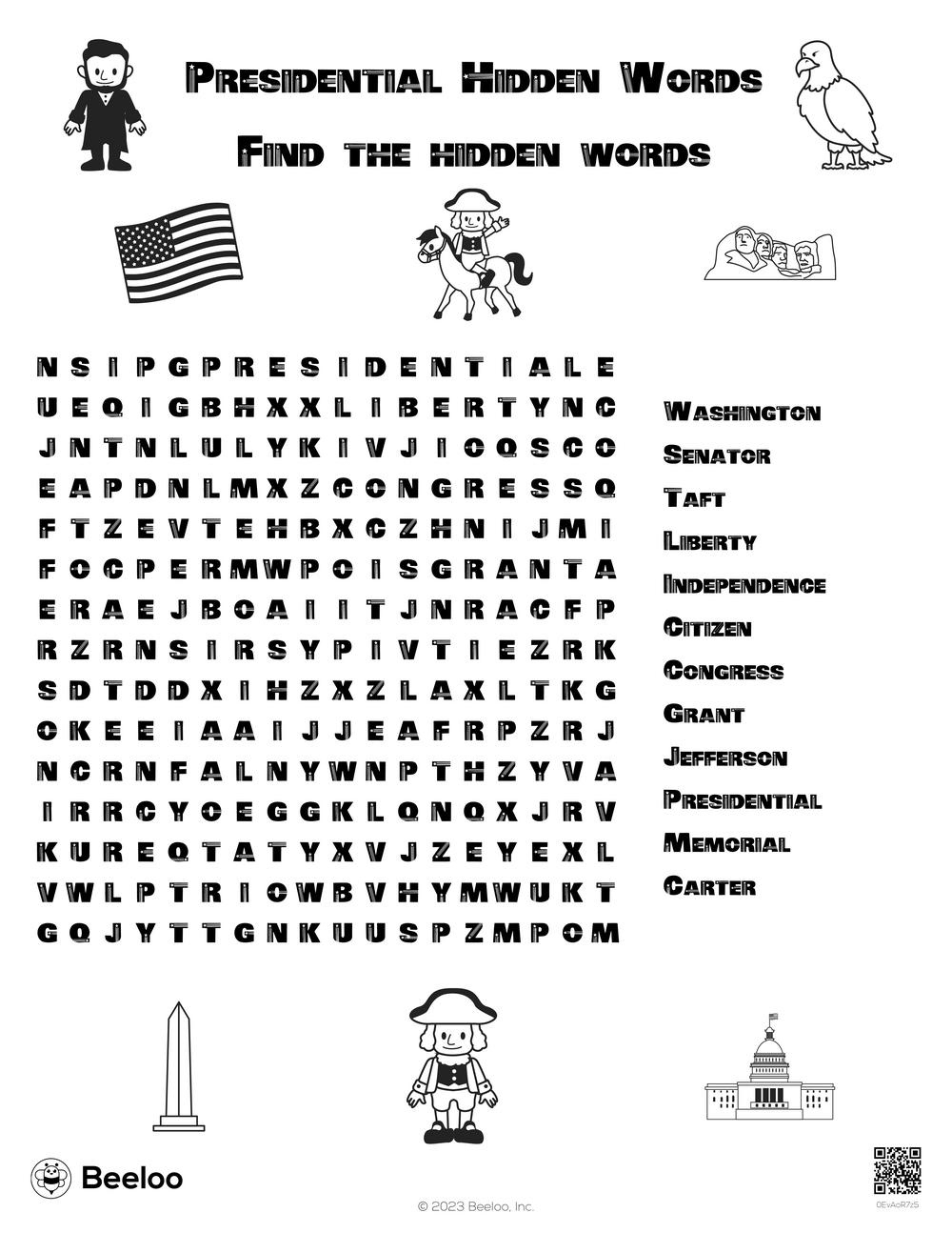 Presidents&amp;#039; Day-Themed Word Searches • Beeloo Printable Crafts And with Presidents Day Word Search Free Printables