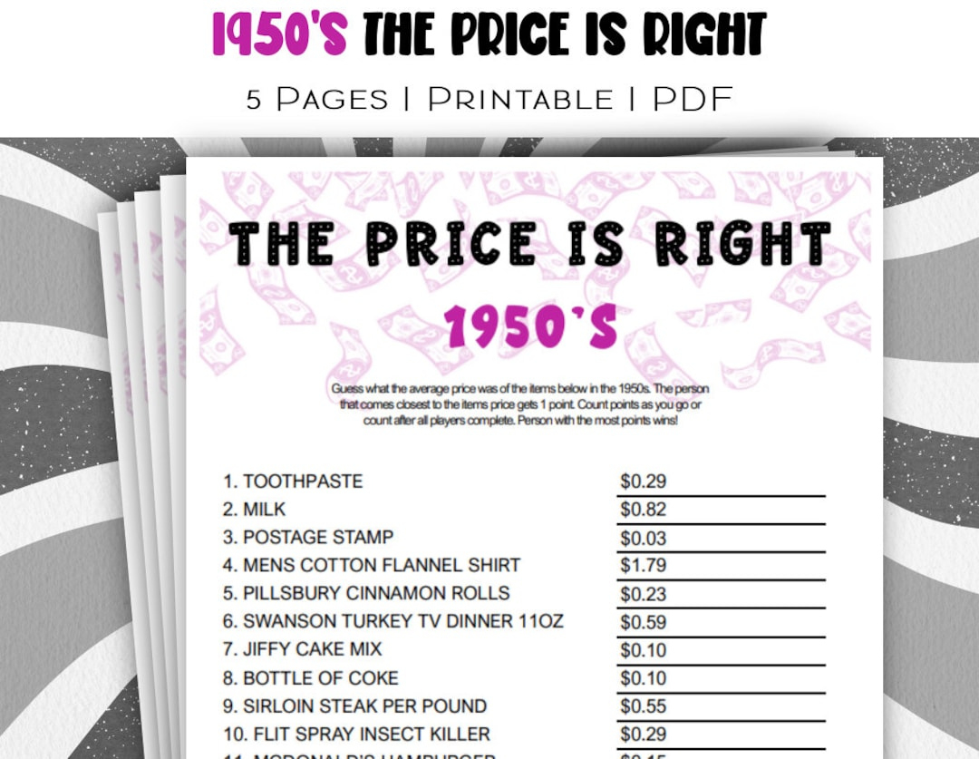 Printable 1950&amp;#039;S The Price Is Right Game: Bring The Classic Game intended for Price Is Right Printable Game For Seniors