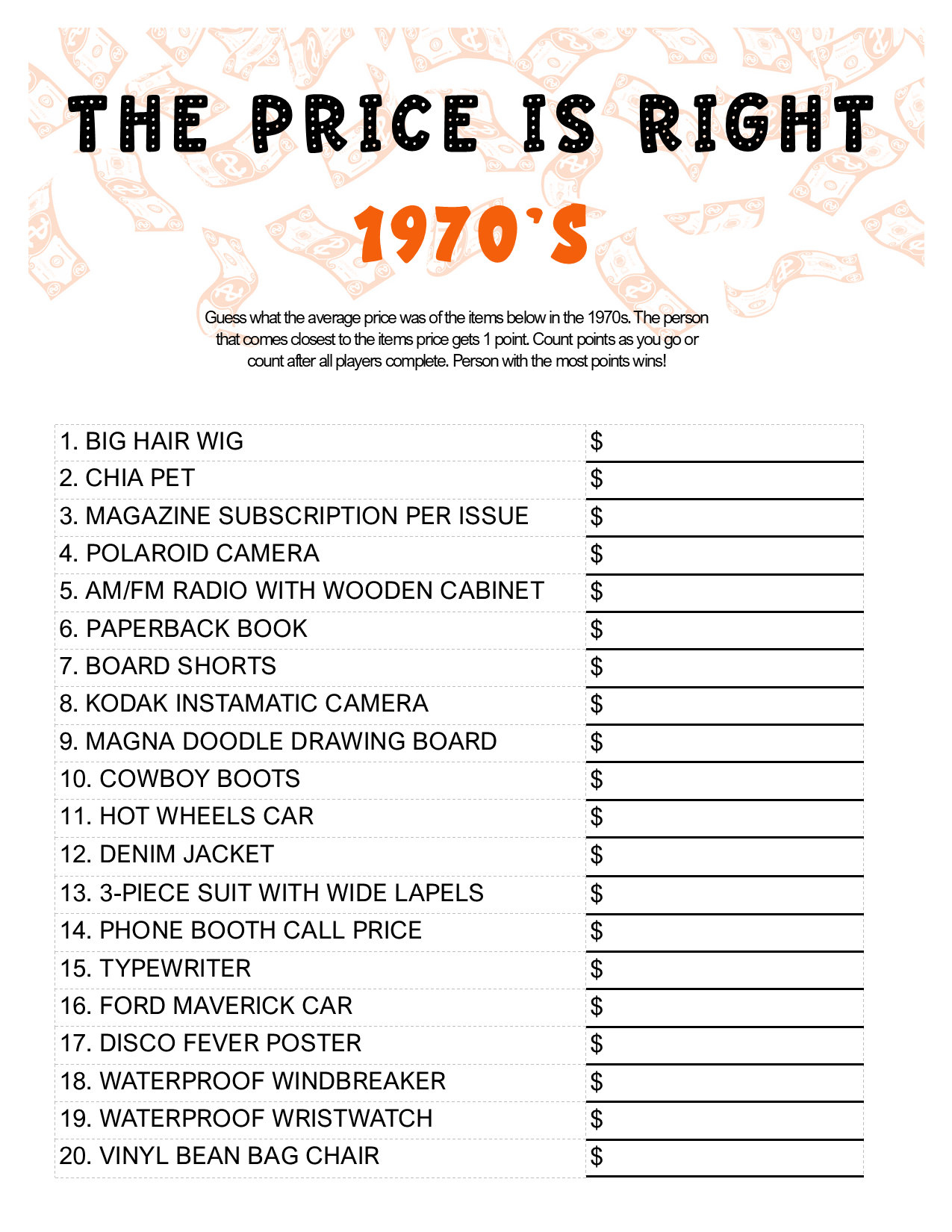 Printable 1970&amp;#039;S The Price Is Right Game: Bring The Classic Game intended for Price Is Right Printable Game For Seniors