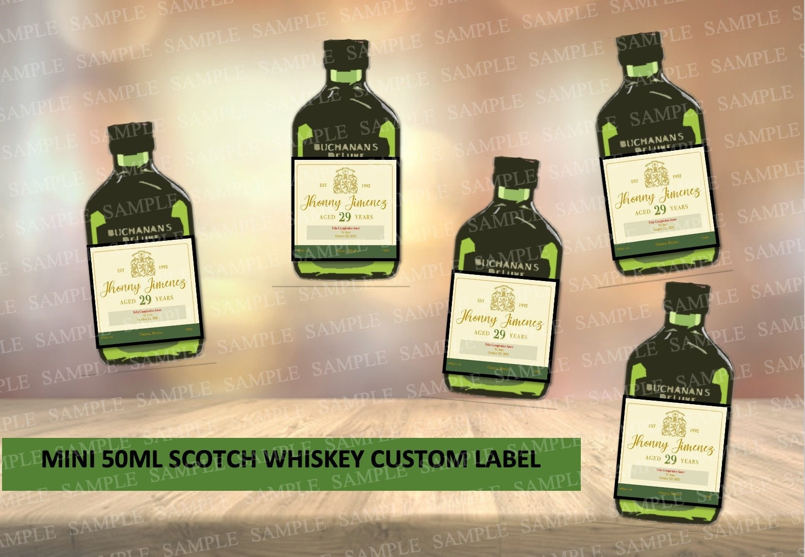 Printable 50Ml Buchanan Custom Whiskey Sticker Label, Buchanan Scotch Whiskey Birthday Gift, Husband Birthday Gift, Mini Groomsman Bottle for Printable Buchanan&amp;#039;S Label Template