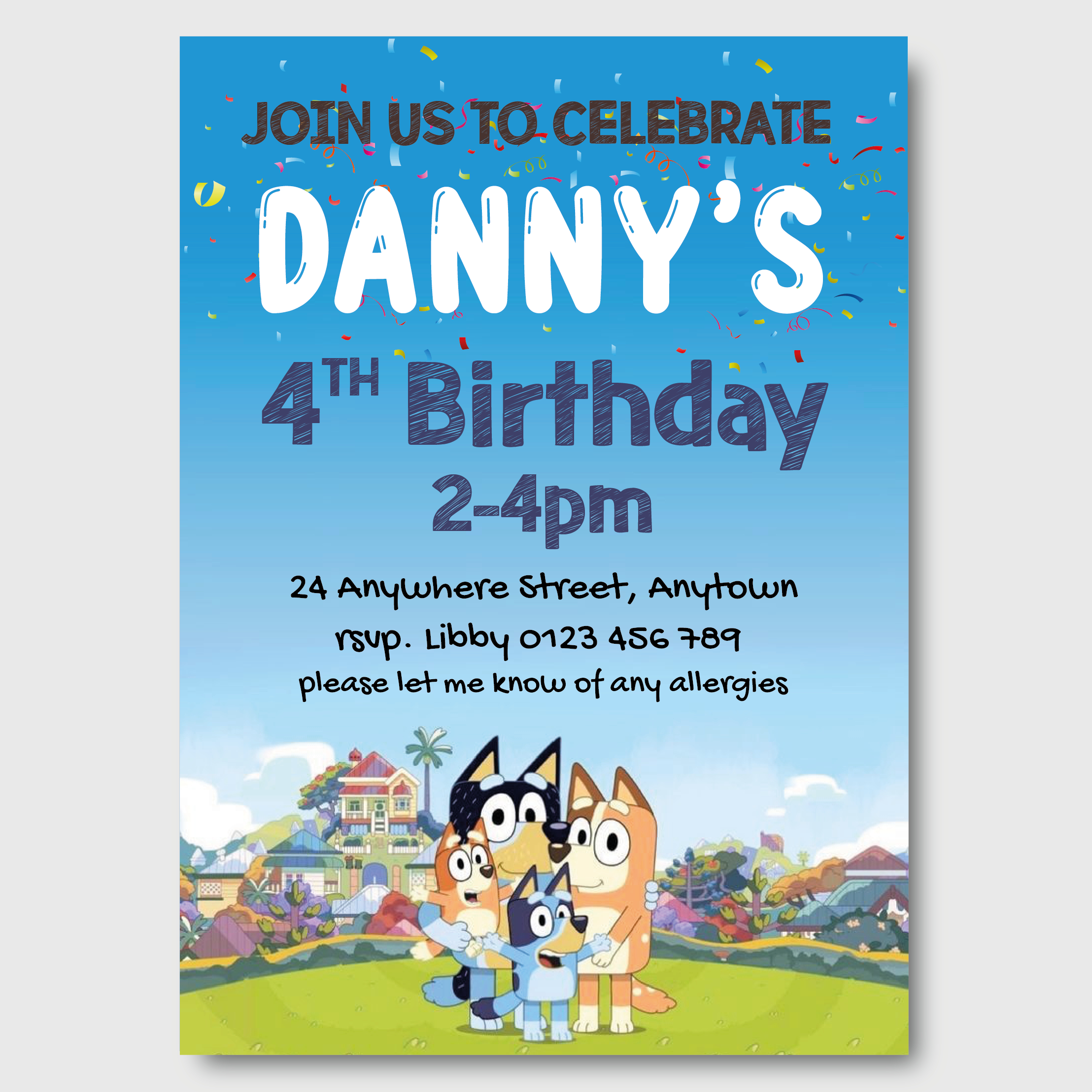 Printable Bluey Birthday Invitation - Thestickersite regarding Free Printable Template Printable Bluey Birthday Invitation