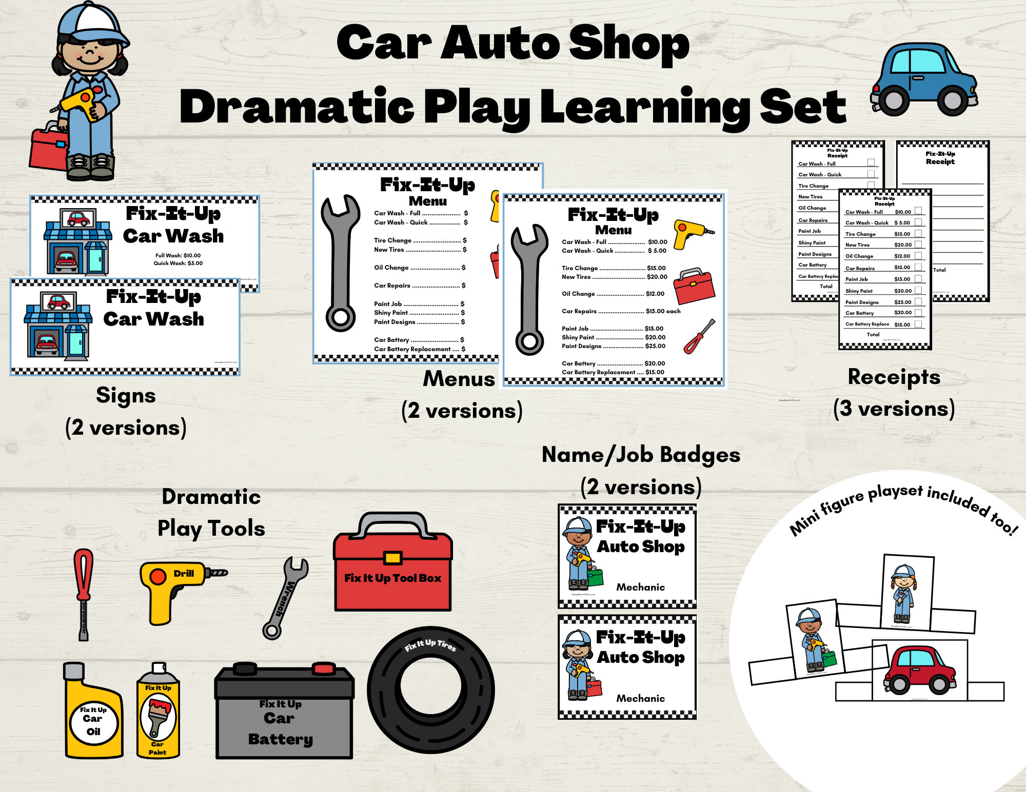 Printable Car Auto Shop Mechanic Dramatic Play And Learn Set - Etsy with regard to Auto Shop Dramatic Play Printables Free