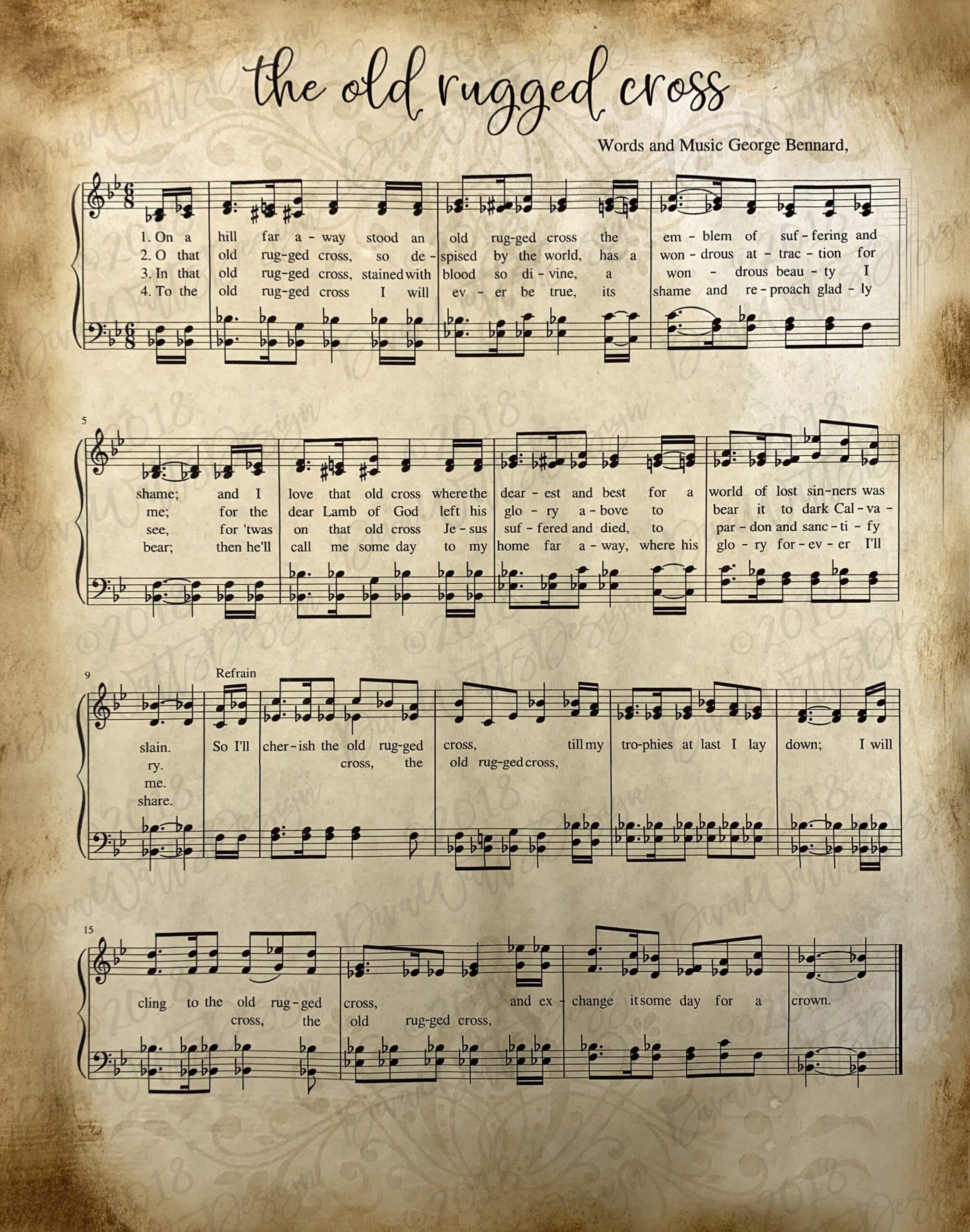 Printable | Christian Hymn | Set Of 3 | Amazing Grace Old Rugged in Free Printable Vintage Old Rugged Cross Sheet Music