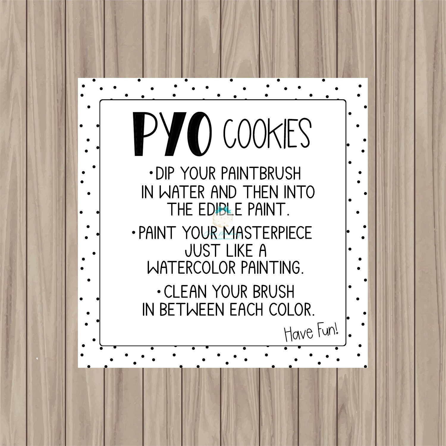 Printable Cookie Card - Generic Paint Your Own Cookies - 3.25 within Free Printable Pyo Cookie Instructions