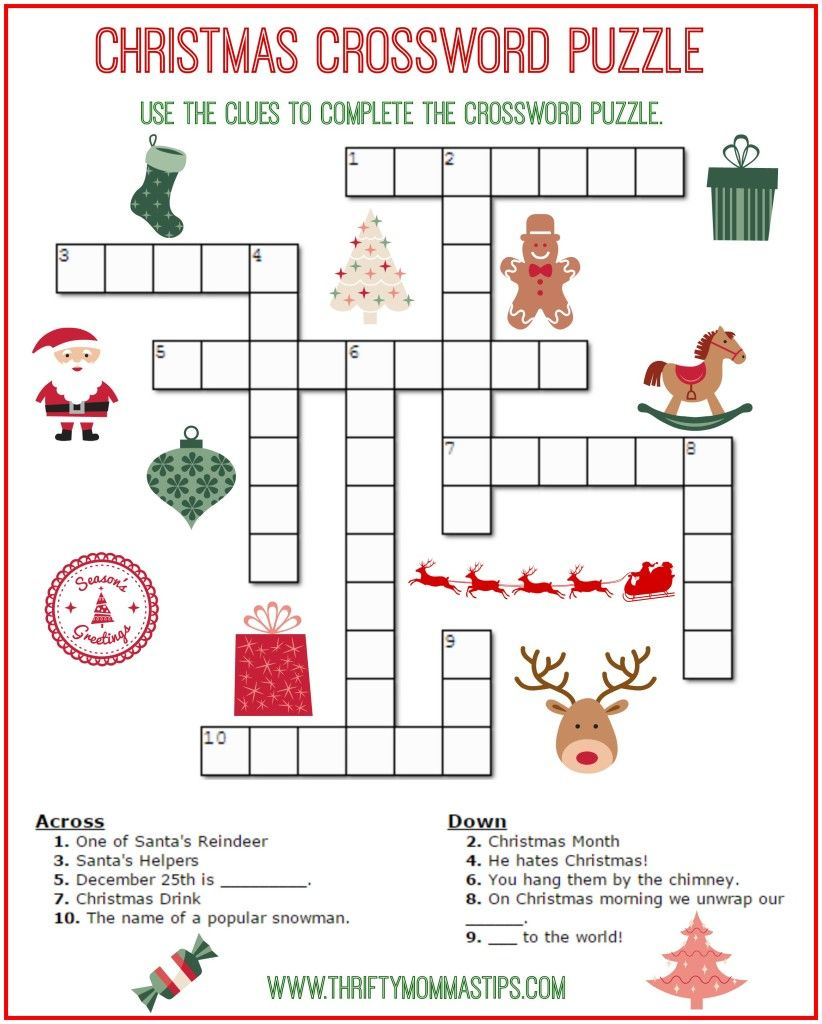 Printable Crosswords Grade 6 inside Xmas Crossword Puzzles Printable