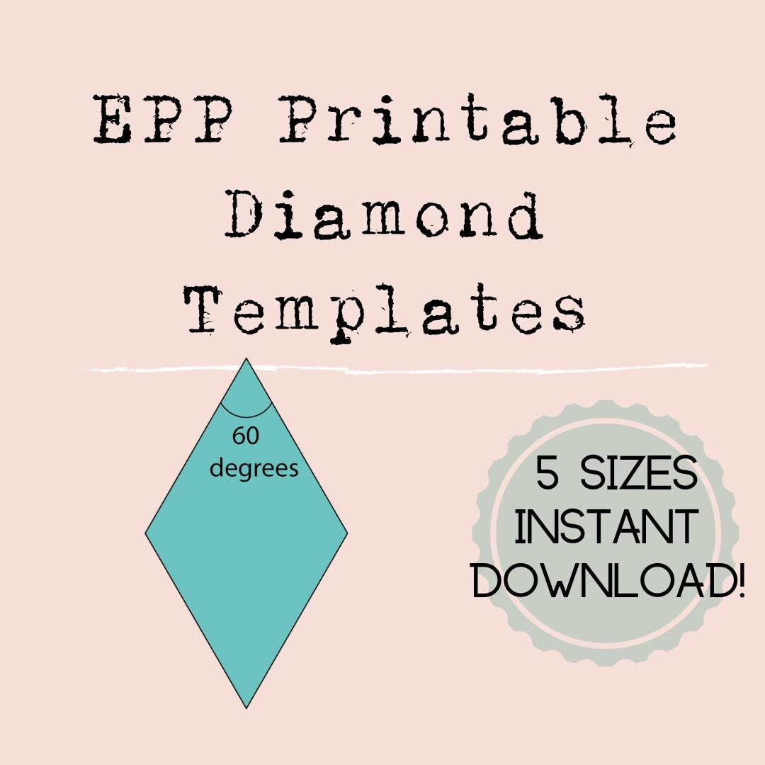 Printable Diamond Templates In 5 Sizes - 60 Degree 6 Point Star - Etsy regarding Free Printable 60 Degree Diamond Template