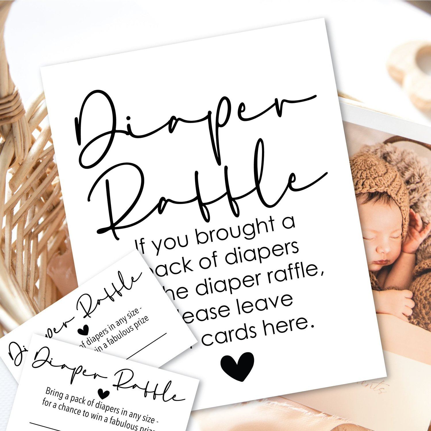 Printable Diaper Raffle Game Sign And Cards - Digital Download for Free Printable Diaper And Wipe Raffle