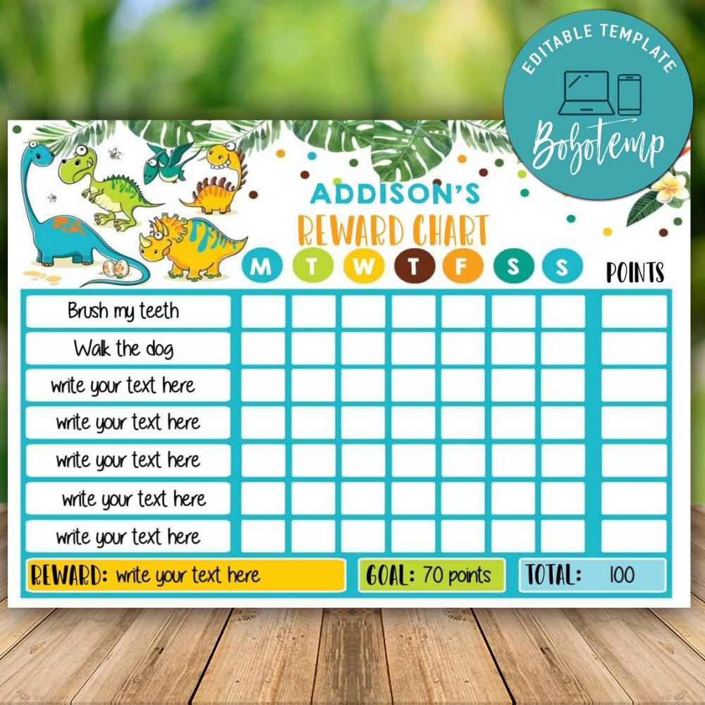 Printable Dinosaur Reward Chart Instant Download | Bobotemp pertaining to Dinosaur Reward Chart Free Printable