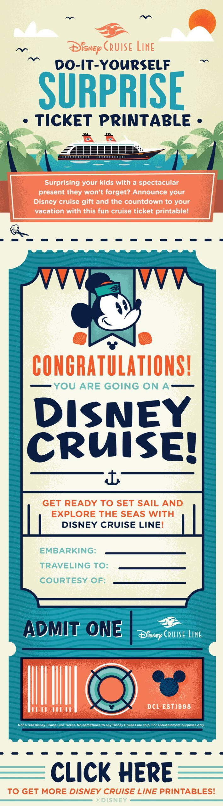 Printable Disney Cruise Ticket! regarding Free Printable Disney Cruise Ticket