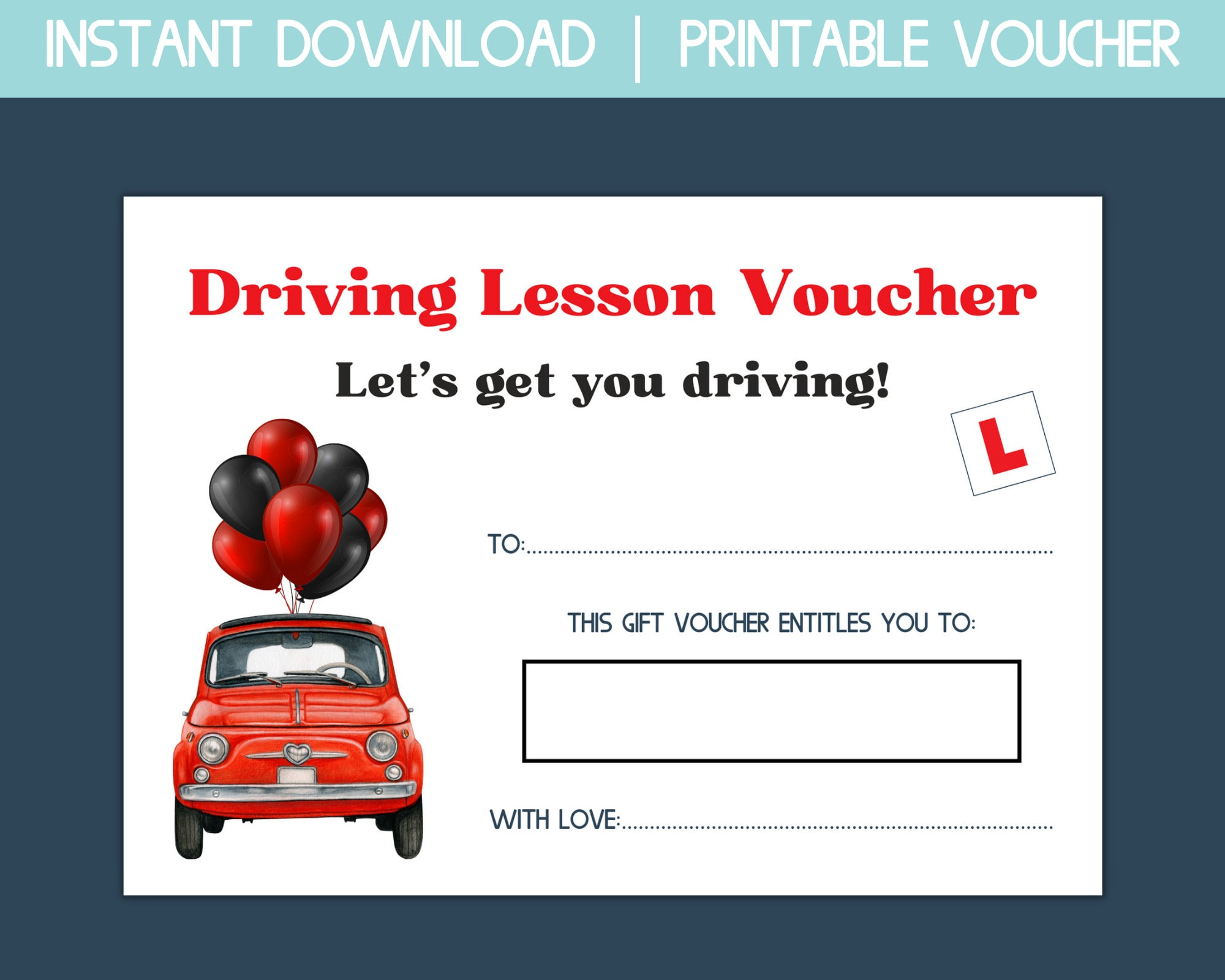 Printable Driving Lesson Voucher, 16Th Birthday Gift For Daughter in Free Printable Driving Lesson Voucher Template