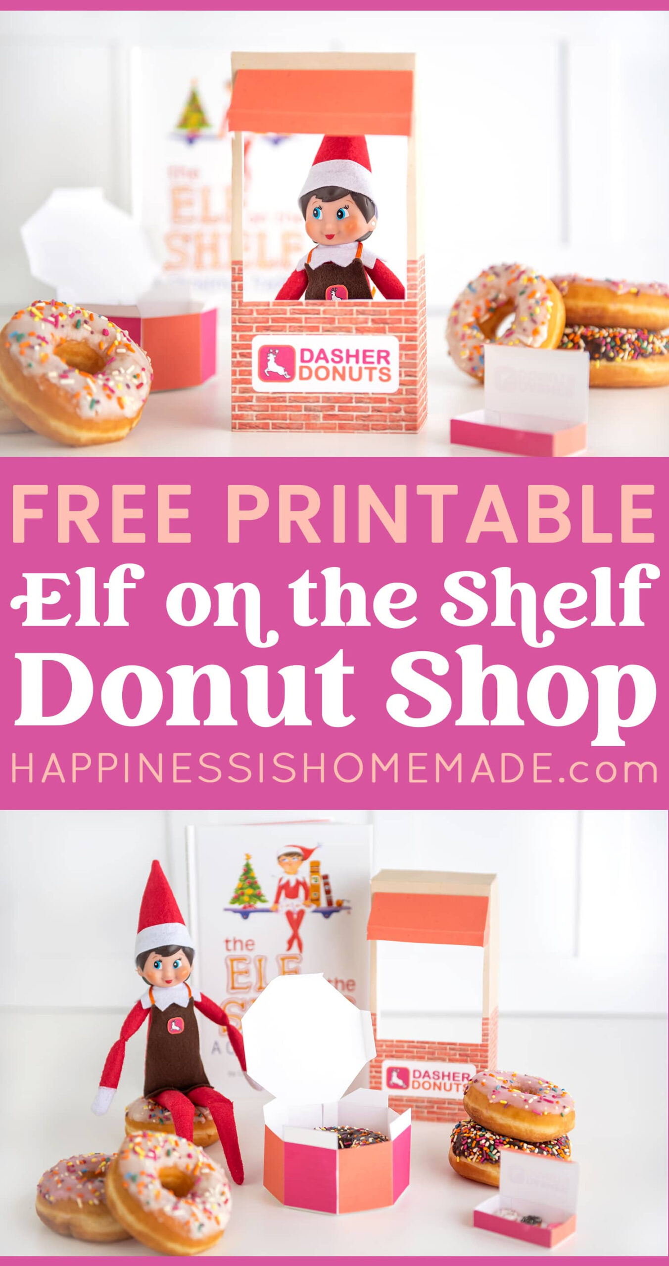Printable Elf Donut Shop Props - Happiness Is Homemade within Elf on the Shelf Donut Box Free Printable