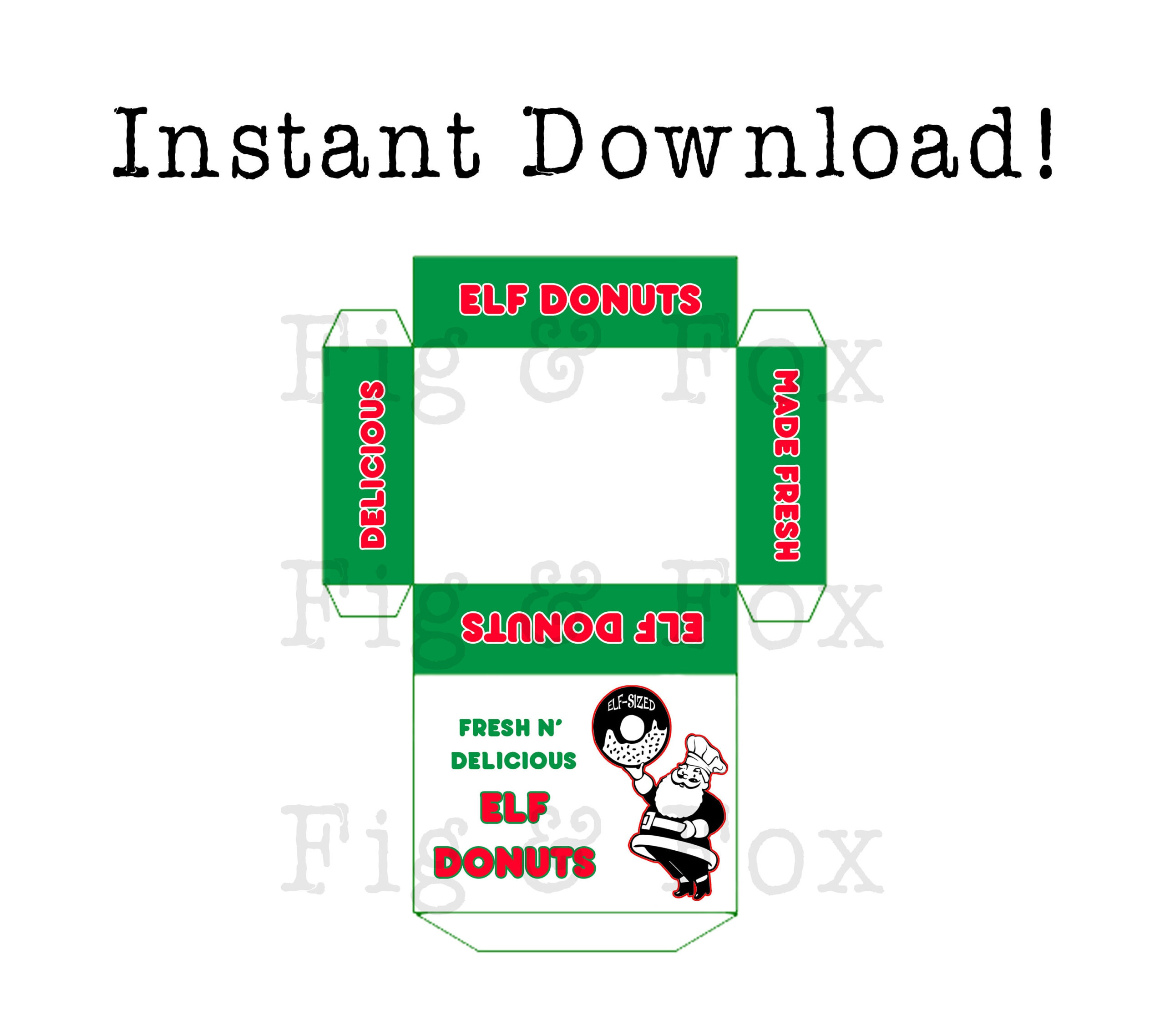 Printable Elf Props Donut Box - Etsy Australia inside Elf On The Shelf Donut Box Free Printable