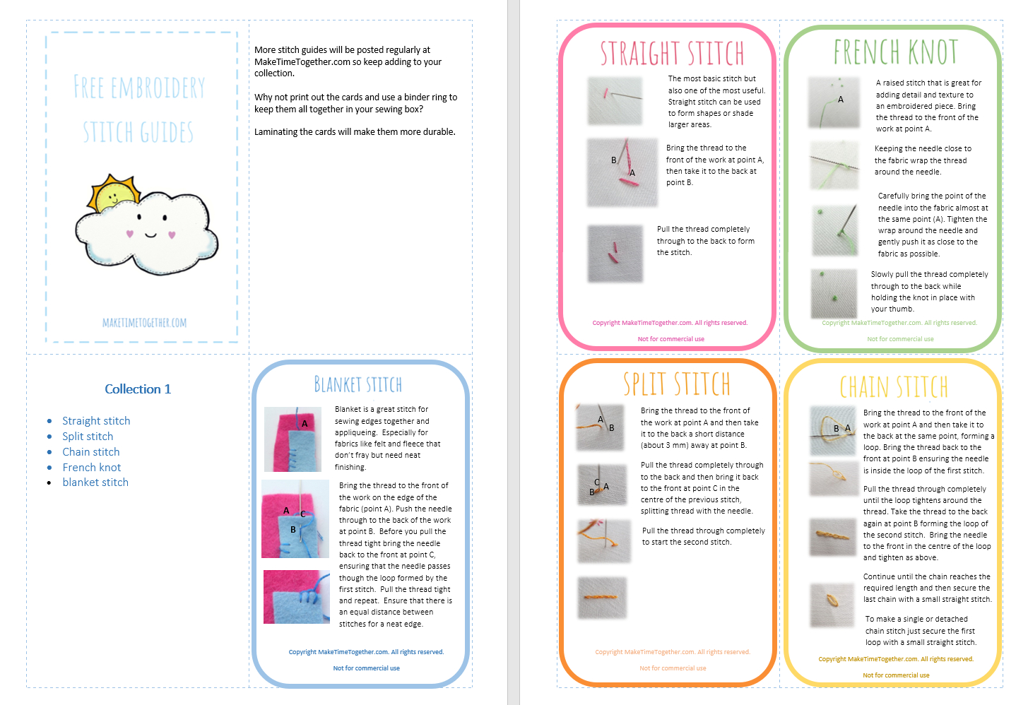Printable Embroidery Stitch Guides – Make Time Together throughout Printable Embroidery Stitch Guide