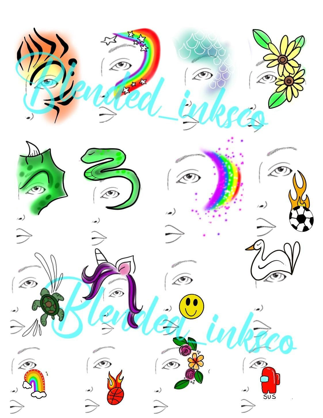 Printable Face Painting Choice Board - Etsy Uk with Free Face Painting Stencils Printable