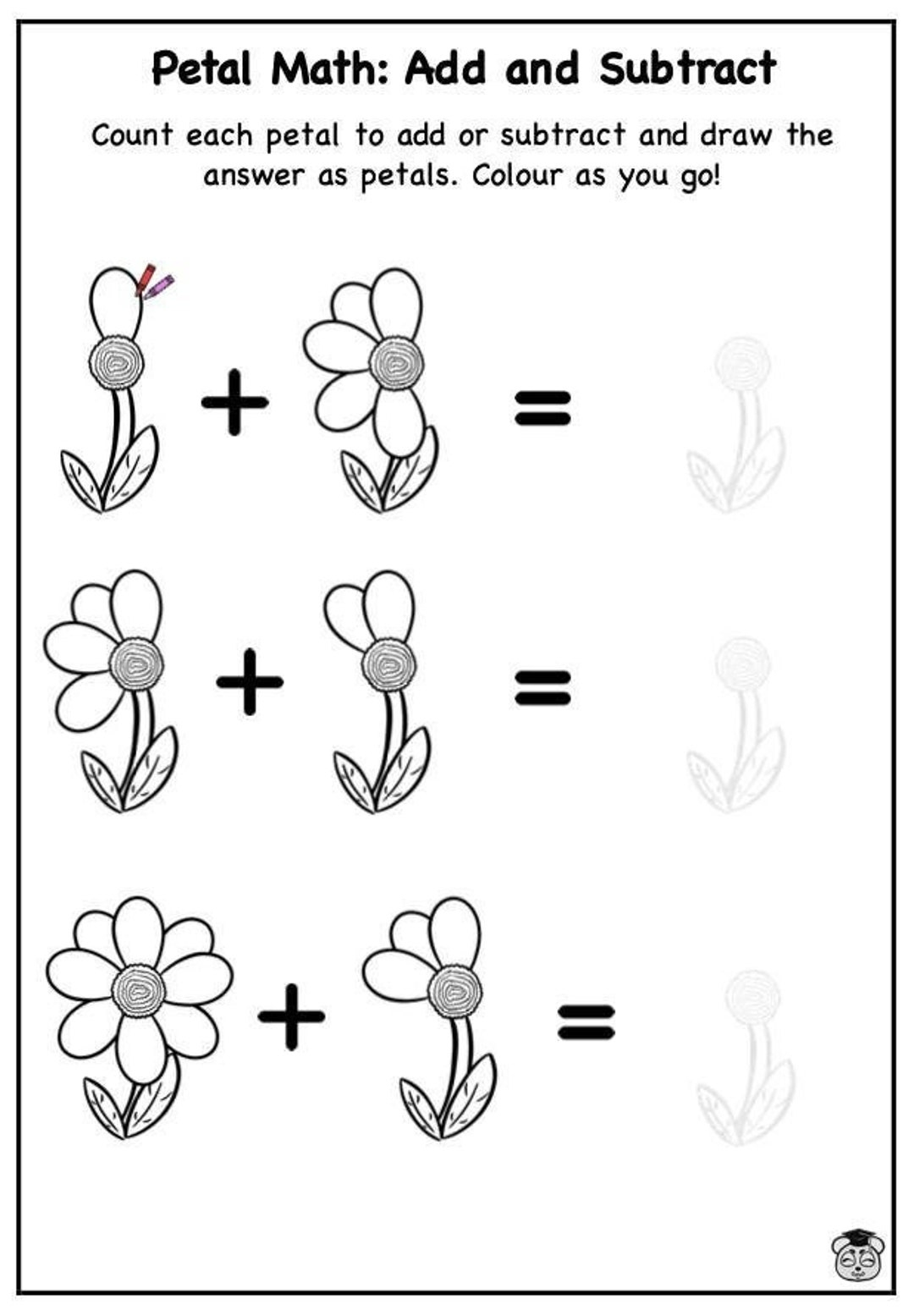 Printable Flower Addition &amp;amp; Subtraction Activity | 8 Pages Of Fun throughout Flower Picture Addition Worksheet