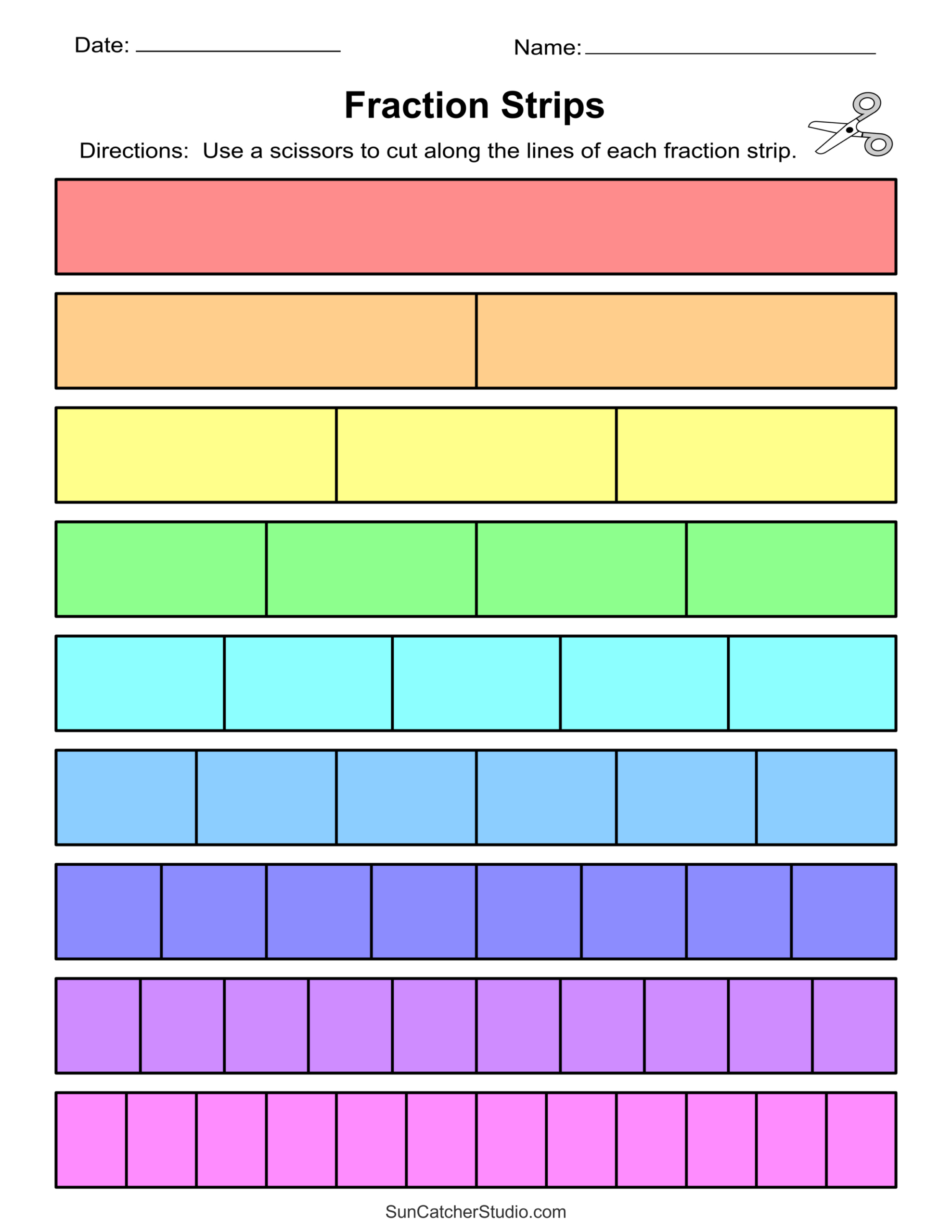 Printable Fraction Strips And Fraction Bars – Free Printables regarding Blank Fraction Bars Printable