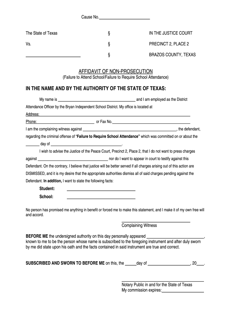 Printable Free Affidavit Of Non Prosecution Form Texas: Fill Out intended for Printable Free Affidavit Of Non Prosecution Form Texas