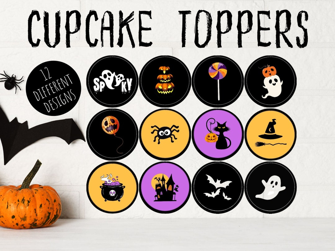 Printable Halloween Cupcake Toppers, Spooky Halloween Theme Party within Halloween Cupcake Toppers Printable