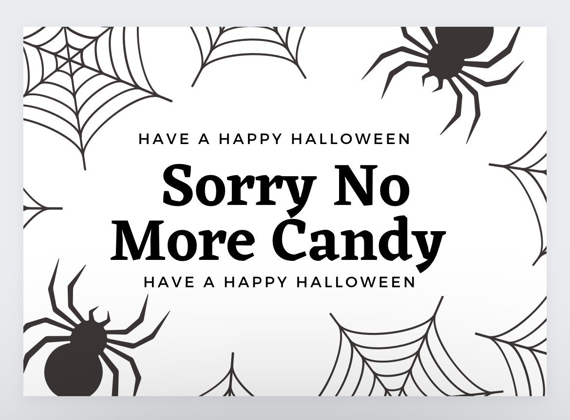 Printable Halloween Sign Set,No More Candy Sign,Out Of Candy Sign with No Candy Halloween Sign Printable
