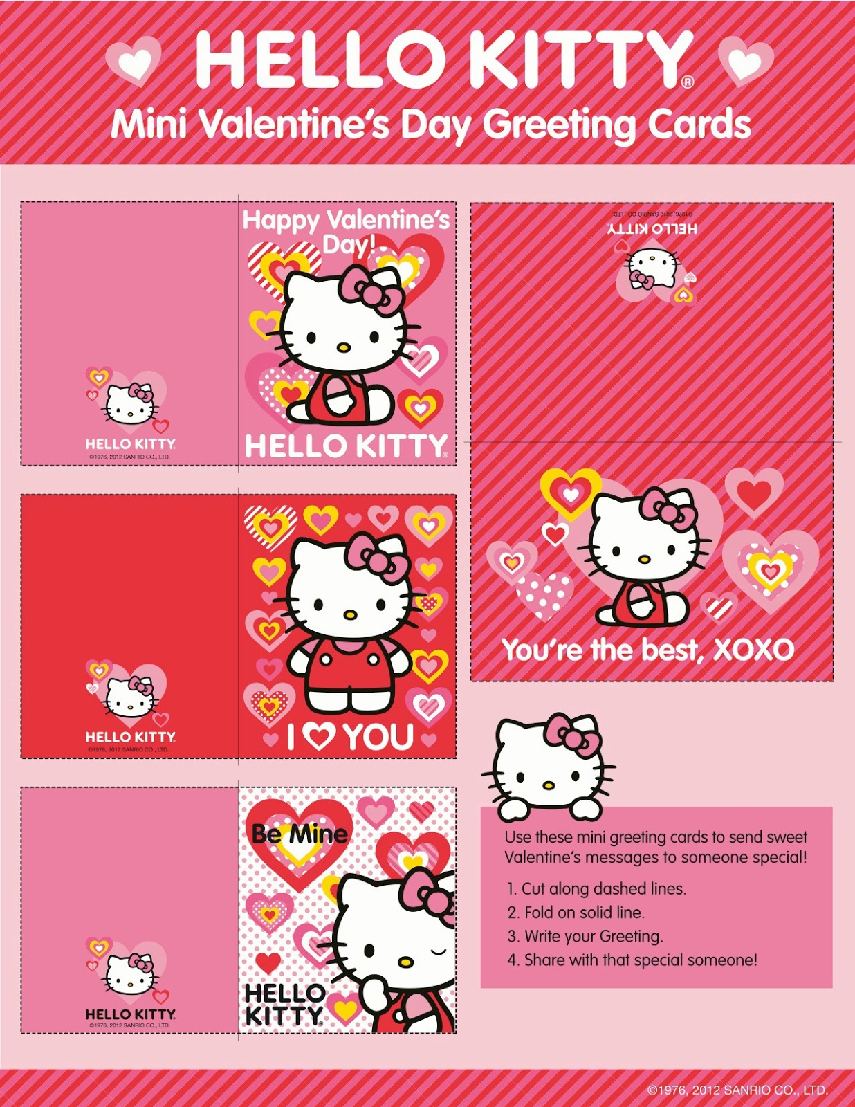 Printable Hello Kitty Valentines Cards inside Free Printable Hello Kitty Valentines Day Cards