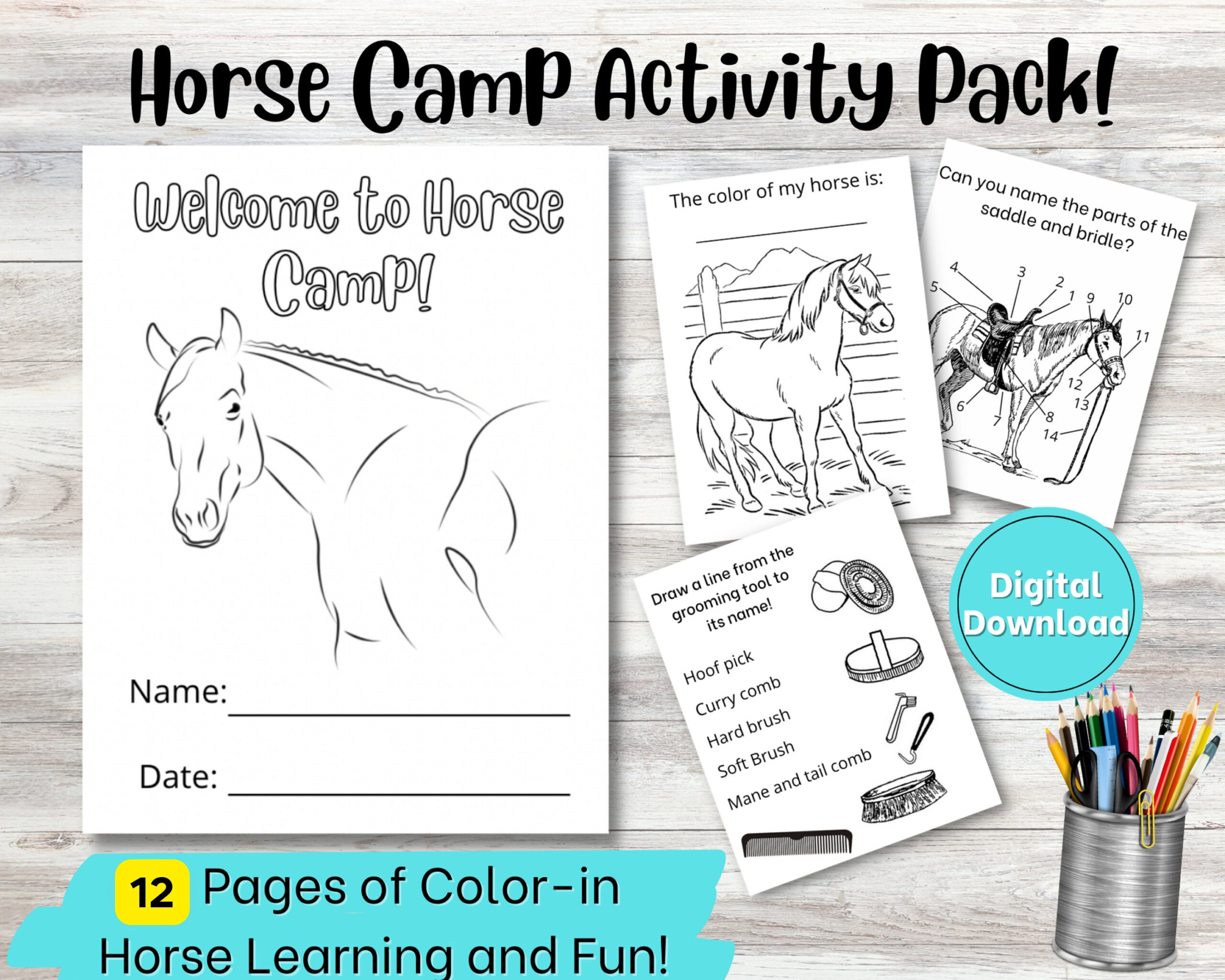 Printable Horse Camp Activity Book For Kids | Equestrian Coloring intended for Pony Camp Horse Worksheets Printable