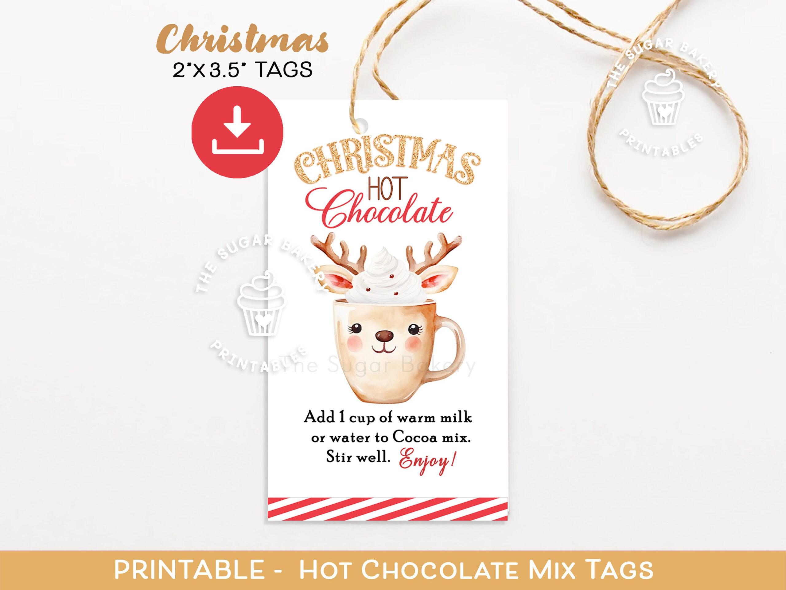 Printable Hot Chocolate Mix Gift Tags, Reindeer Hot Cocoa Mix Tags intended for Hot Chocolate Printable Tags