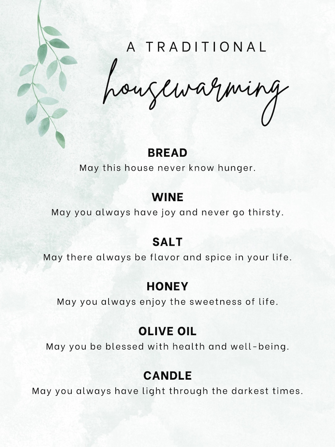 Printable Housewarming Gift Home Blessing Traditional Diy Bread inside Bread Salt Wine Printable Free