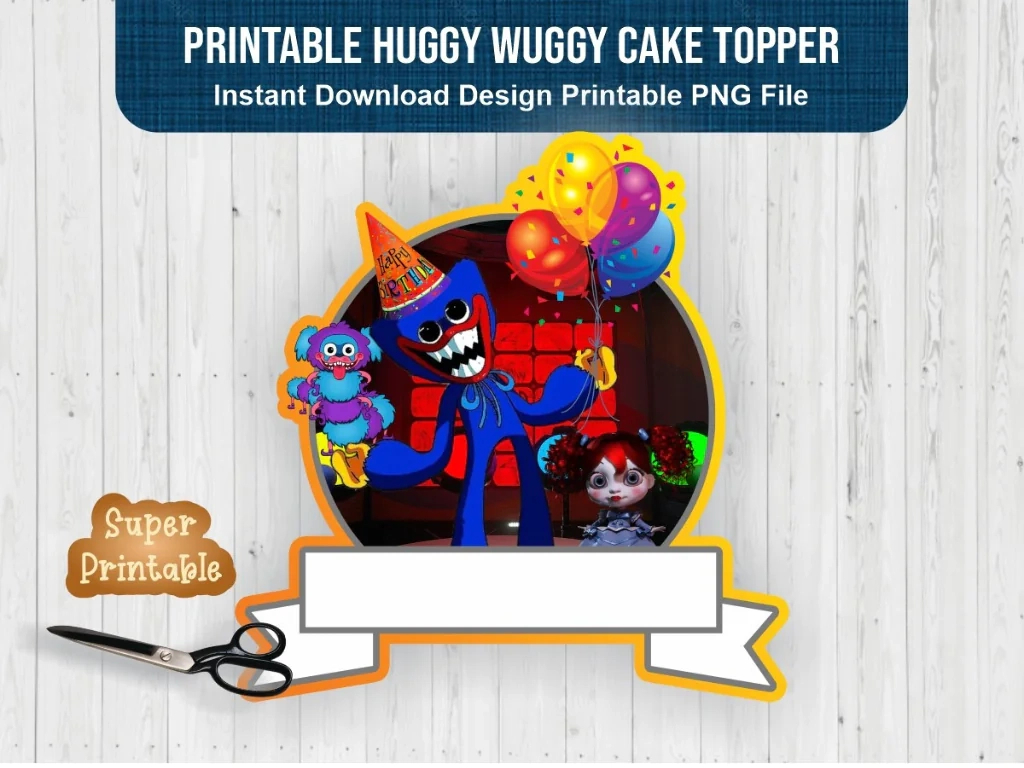 Printable Huggy Wuggy Cake Topper, Birthday Party For Kids, Huggy with regard to Huggy Wuggy Cake Topper Printable
